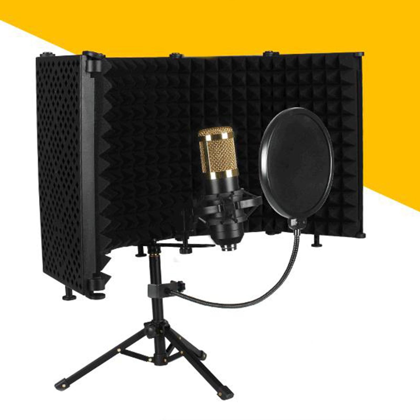 Studio Microphone Isolation Shield Mic Sound Absorbing Foam for Vocals 3 Panels