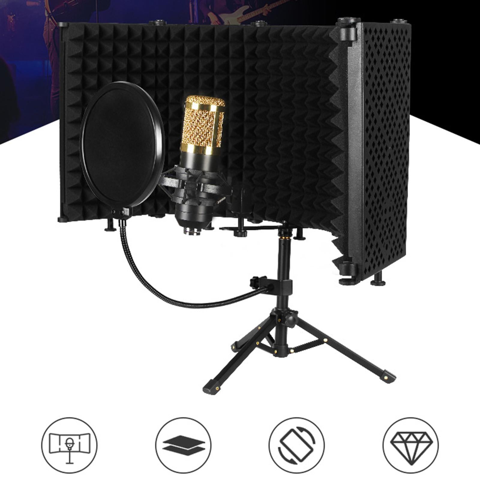 Studio Microphone Isolation Shield Mic Sound Absorbing Foam for Vocals 5 Panels