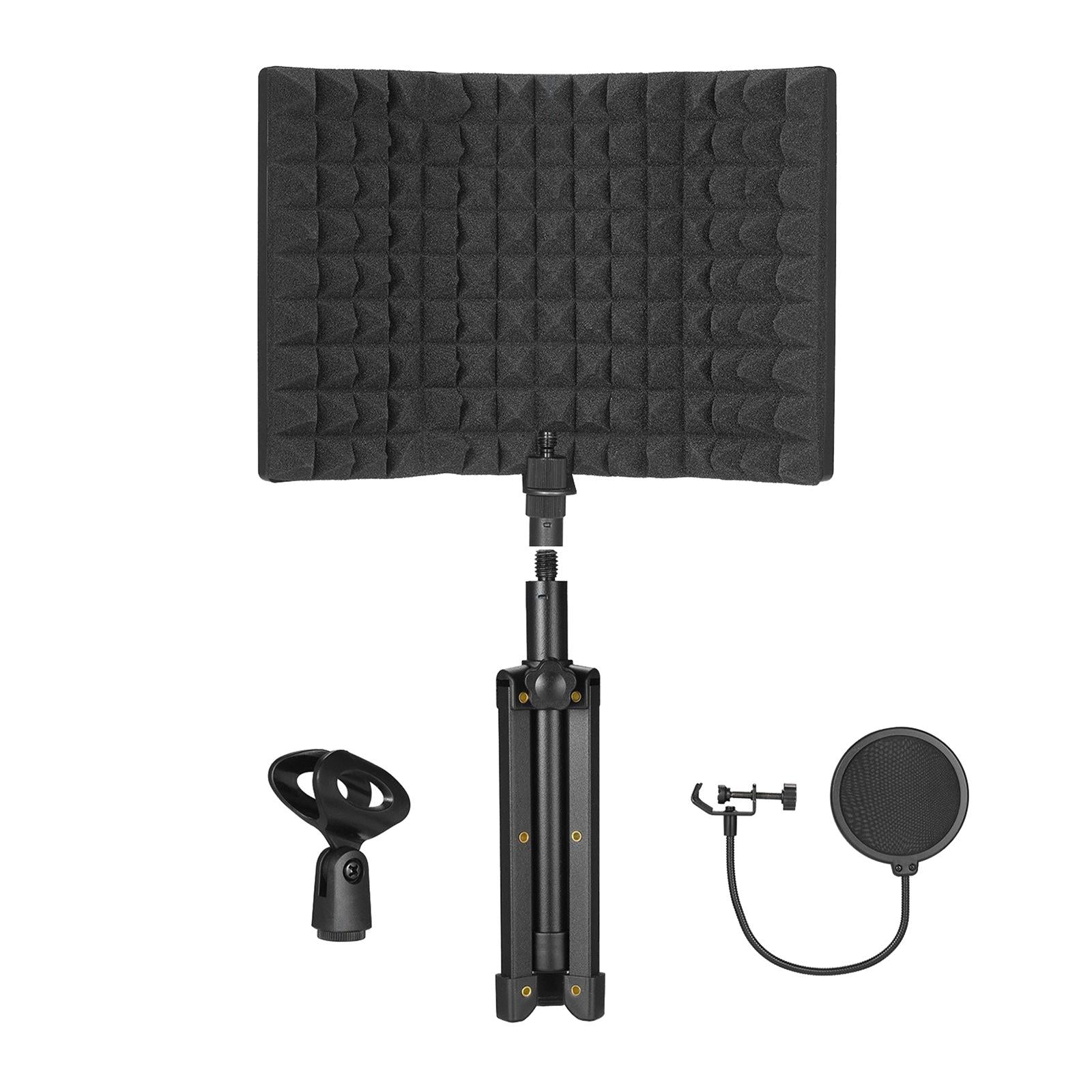 Studio Microphone Isolation Shield Sound Reflection Filter 3 Panel Foam
