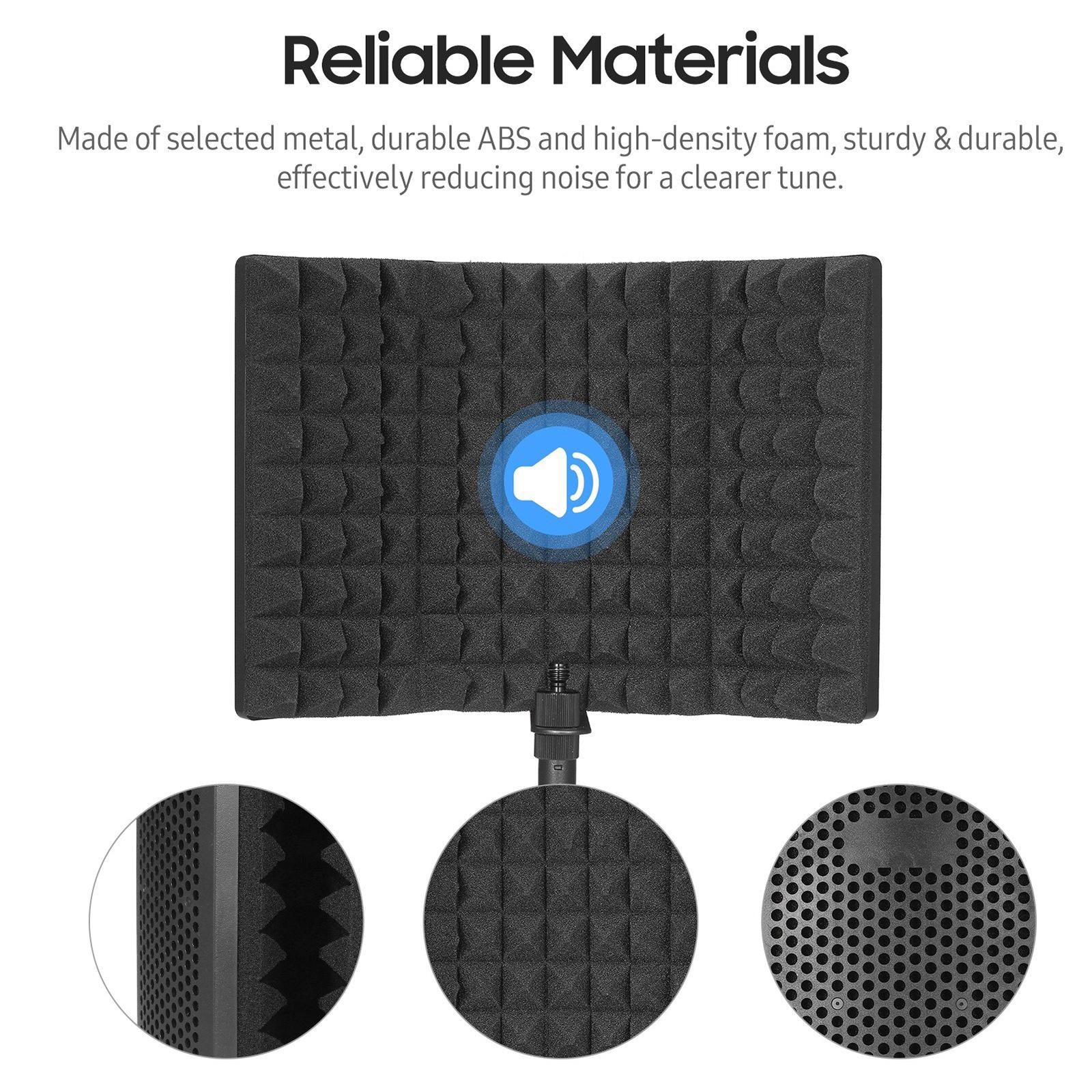 Studio Microphone Isolation Shield Sound Reflection Filter 3 Panel Foam