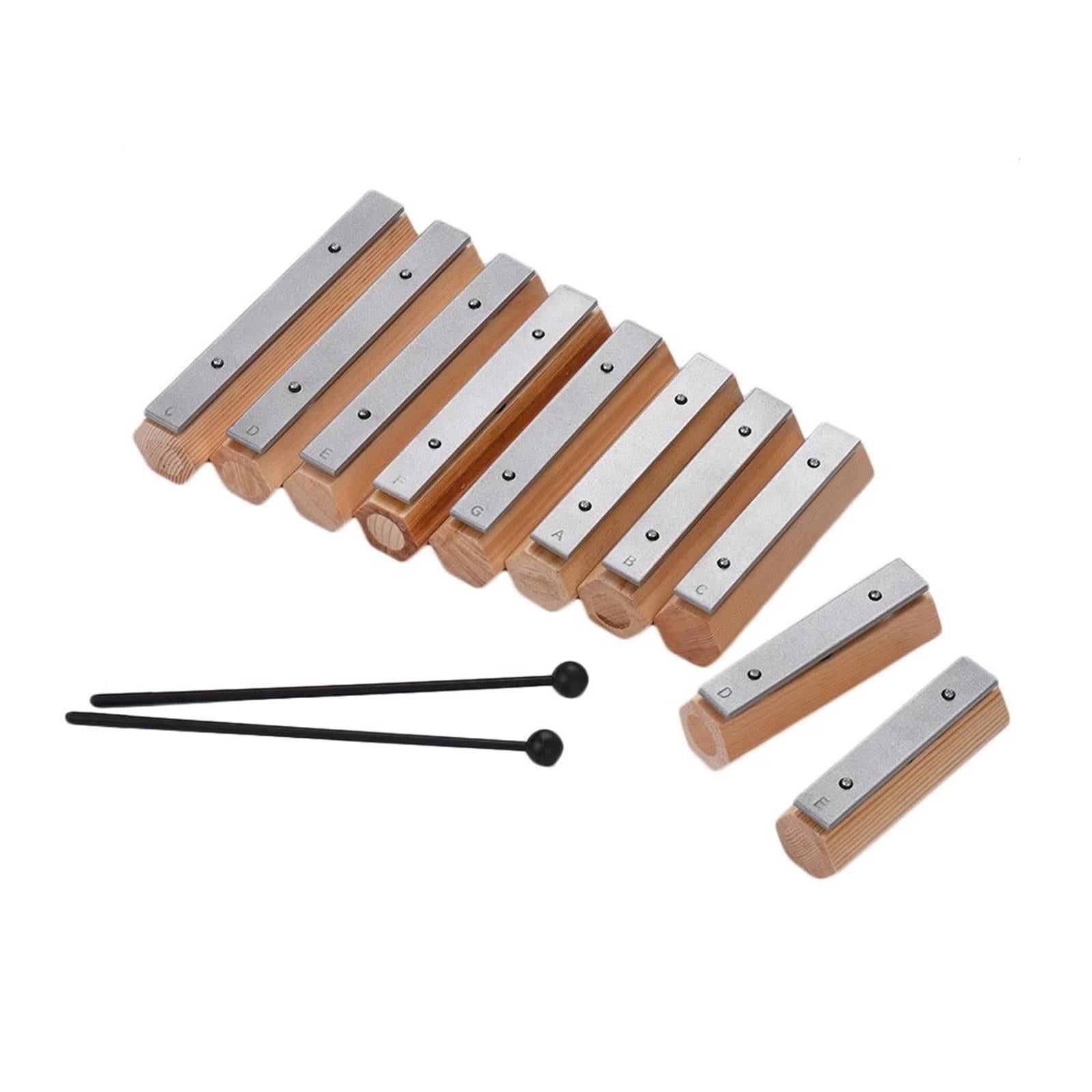 Professional Wooden Soprano Xylophone with 10 Metal Keys Musical Instrument