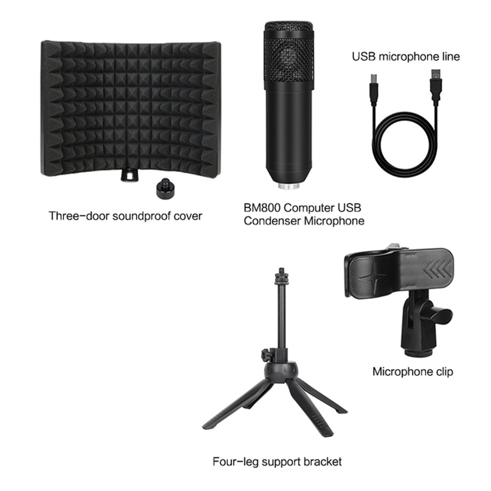 BM800 Condenser Microphone Studio Vocal Recording Mic Stand Set USB line