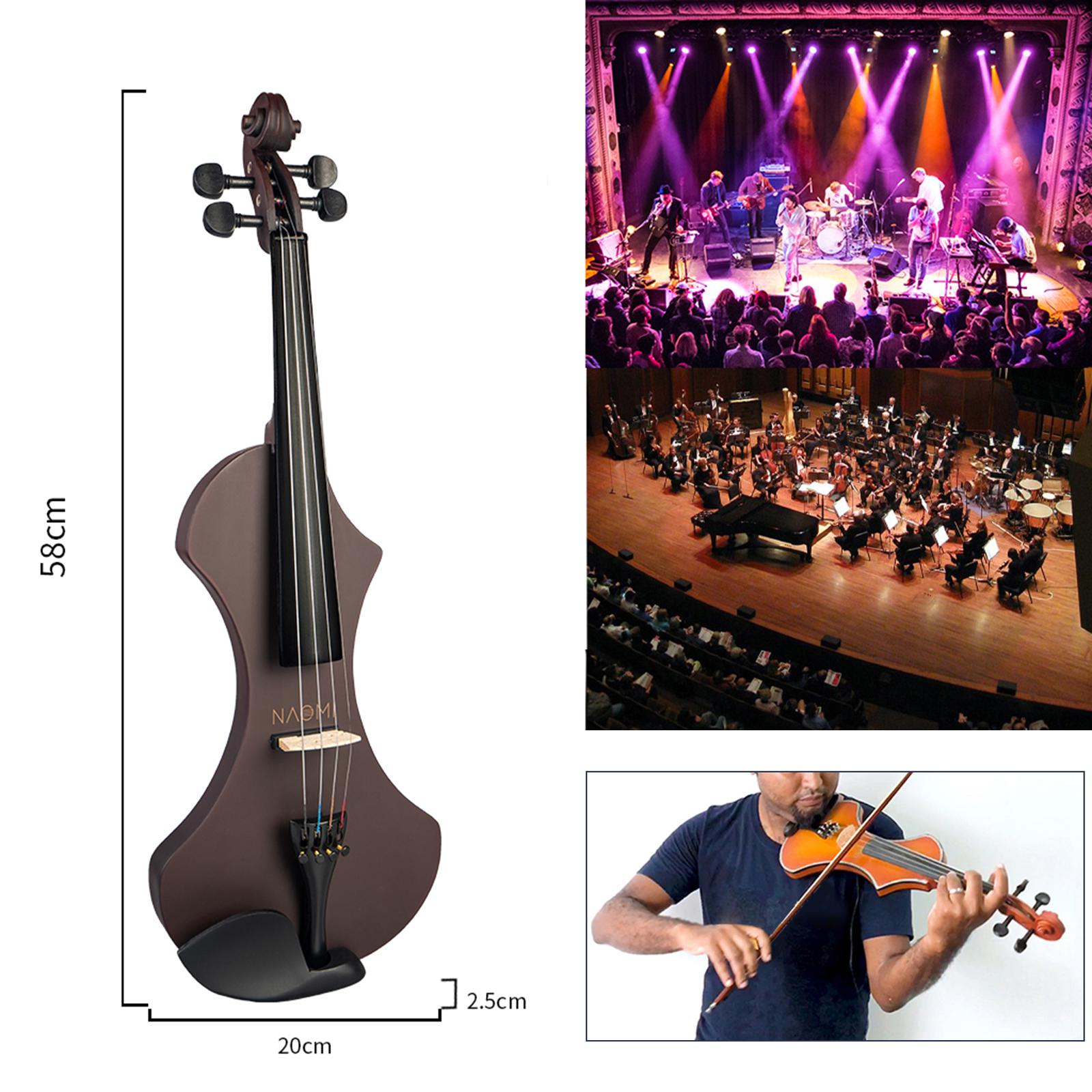 Silent Electric Violin 4/4 Carrying Bag with Performance Professional Brown