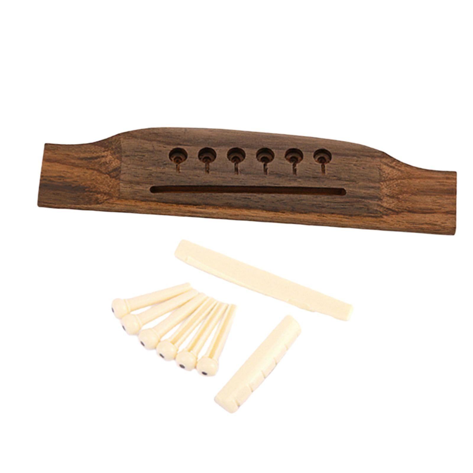 Acoustic Guitar Bridge with 6 Pegs Bridge Saddle Replacement