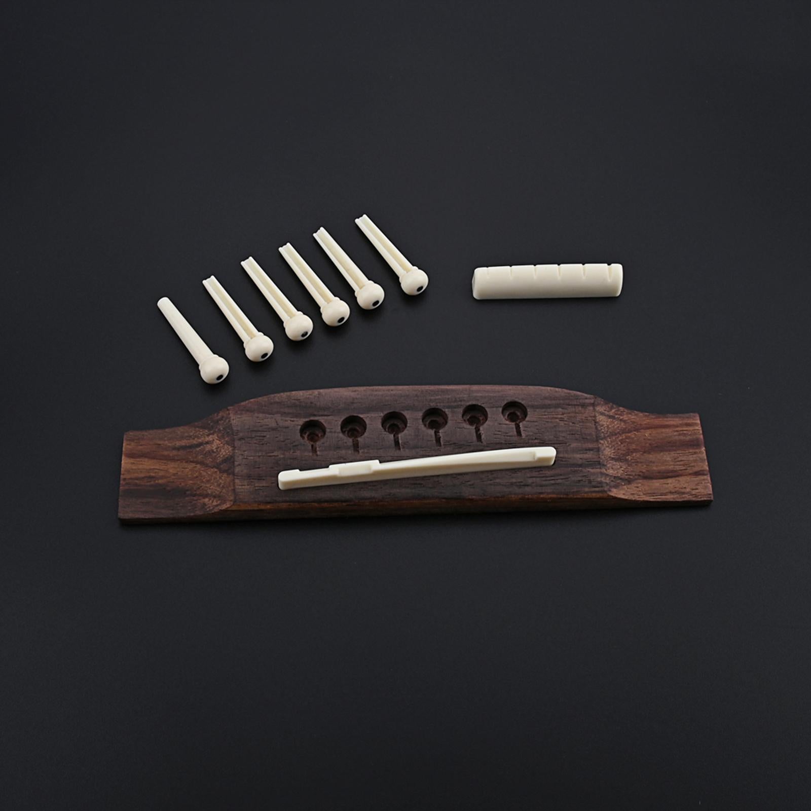 Acoustic Guitar Bridge with 6 Pegs Bridge Saddle Replacement