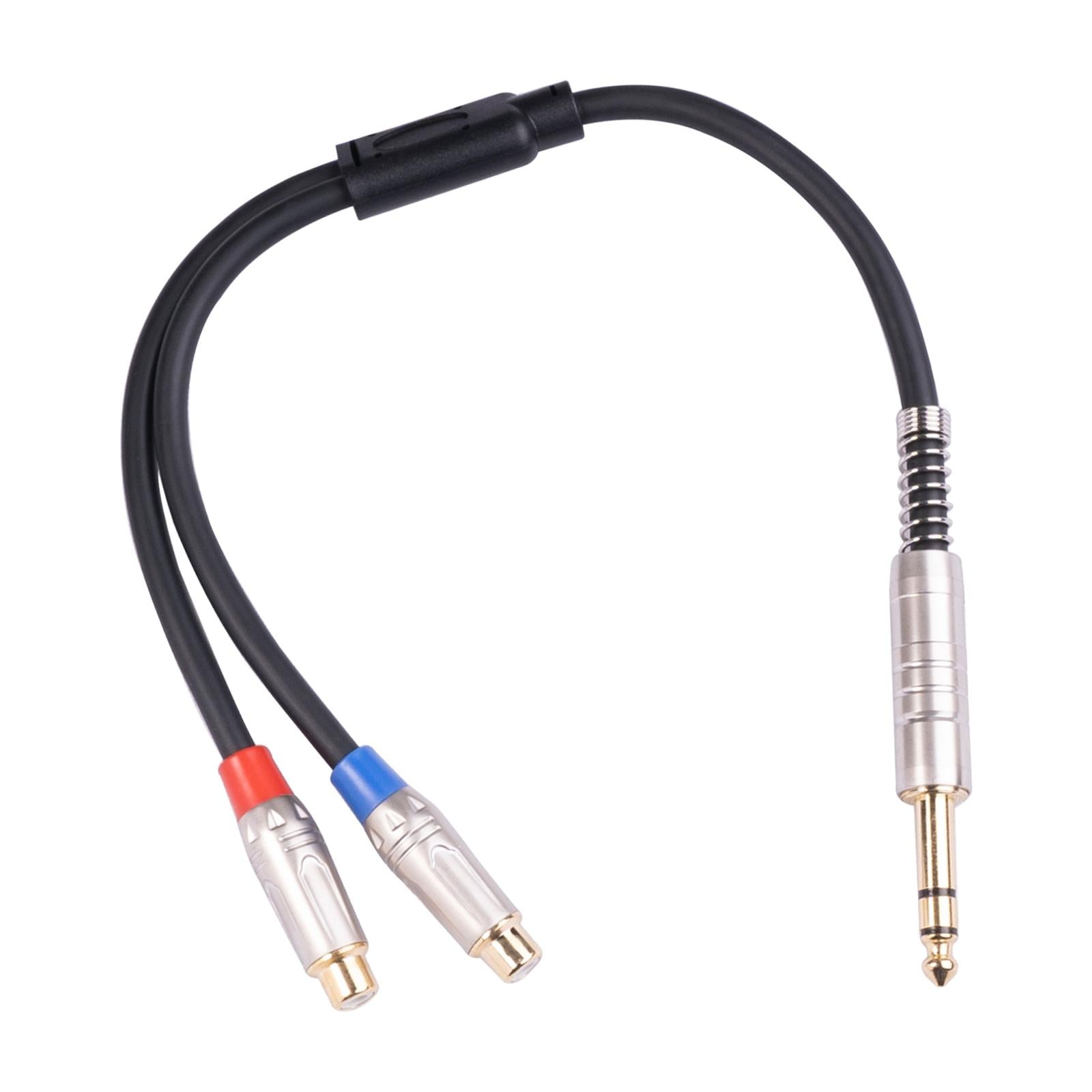 6.35mm Stereo Male to 2 Dual RCA Female Y Cable Adapter Splitter Wire Plug