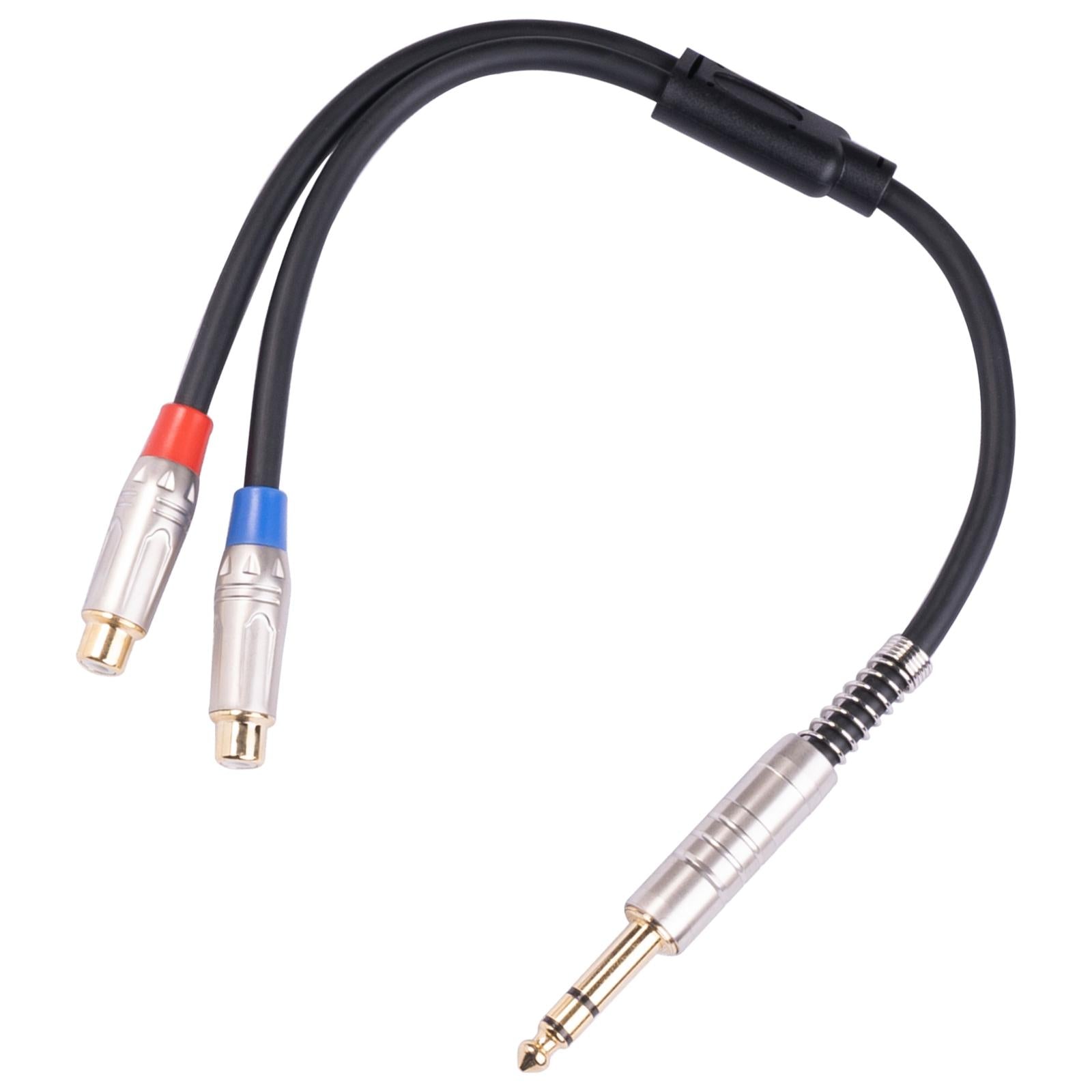 6.35mm Stereo Male to 2 Dual RCA Female Y Cable Adapter Splitter Wire Plug