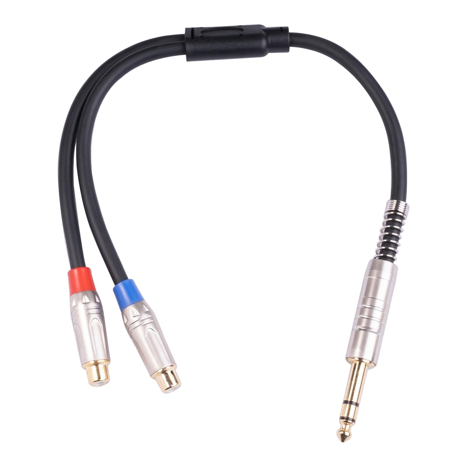 6.35mm Stereo Male to 2 Dual RCA Female Y Cable Adapter Splitter Wire Plug