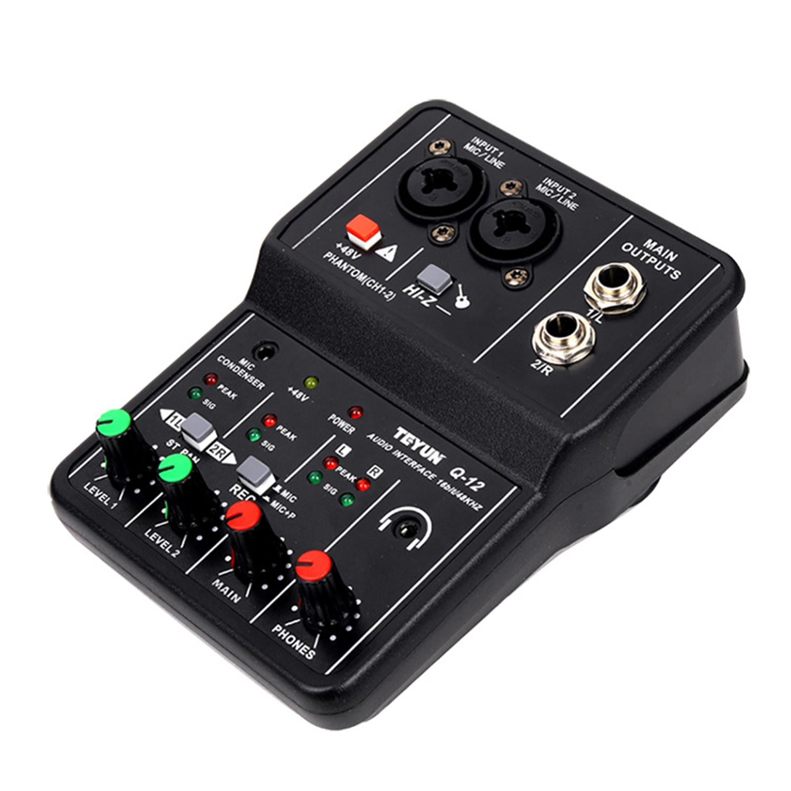 Sound Card Audio Mixer 48V Power 48KHz 16Bit for Recording Family Karaoke PC