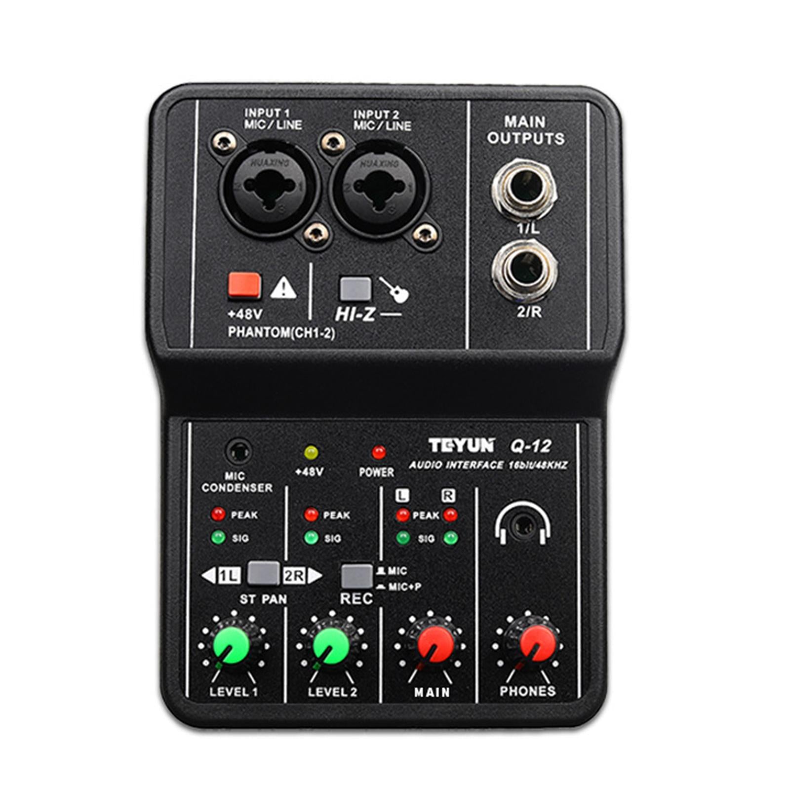 Sound Card Audio Mixer 48V Power 48KHz 16Bit for Recording Family Karaoke PC