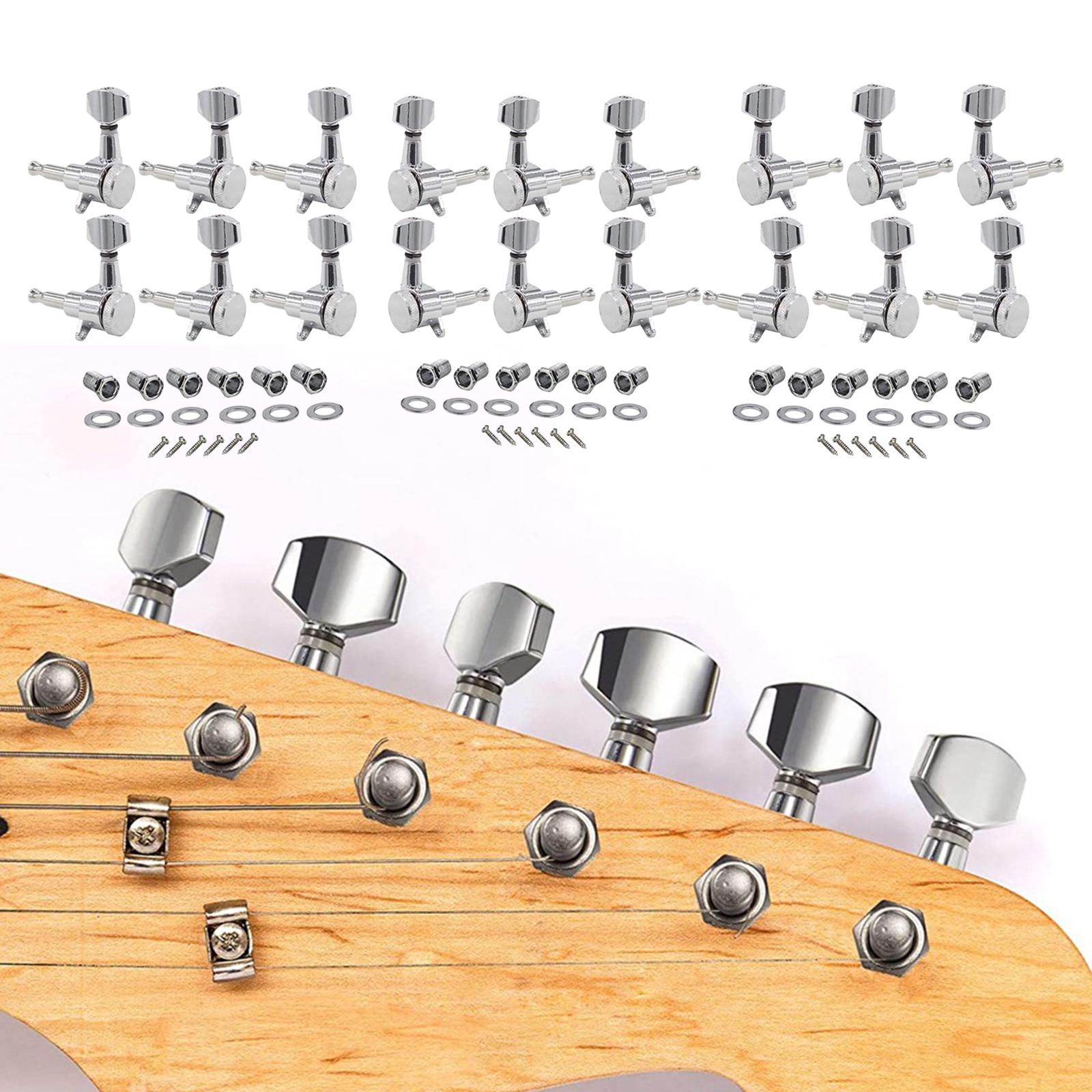 Guitar Locking Pegs Keys Guitar Parts Headstocks Accessories Heads Set 6R