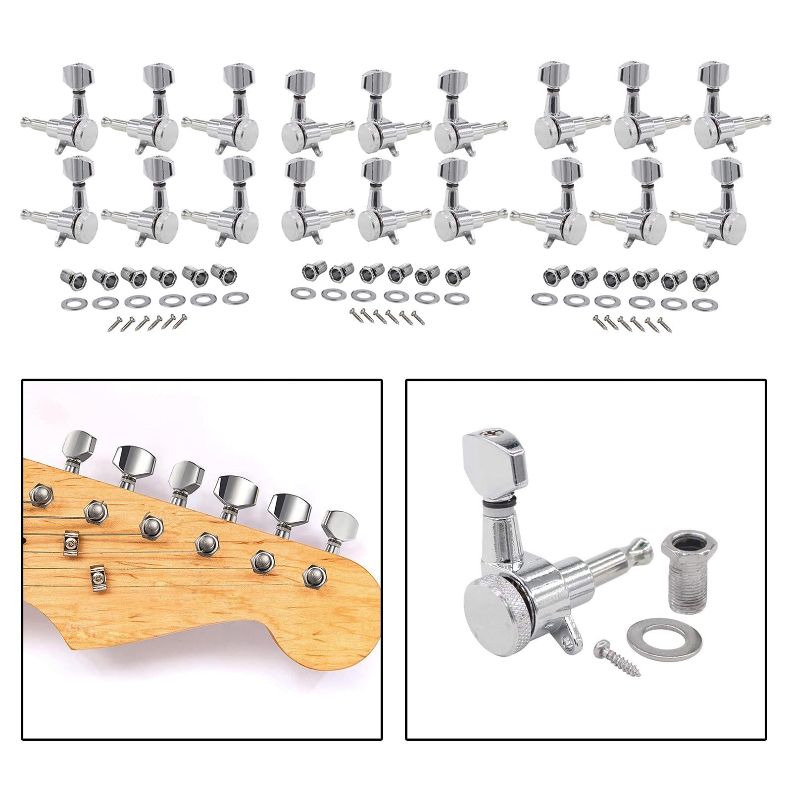 Guitar Locking Pegs Keys Guitar Parts Headstocks Accessories Heads Set 6R