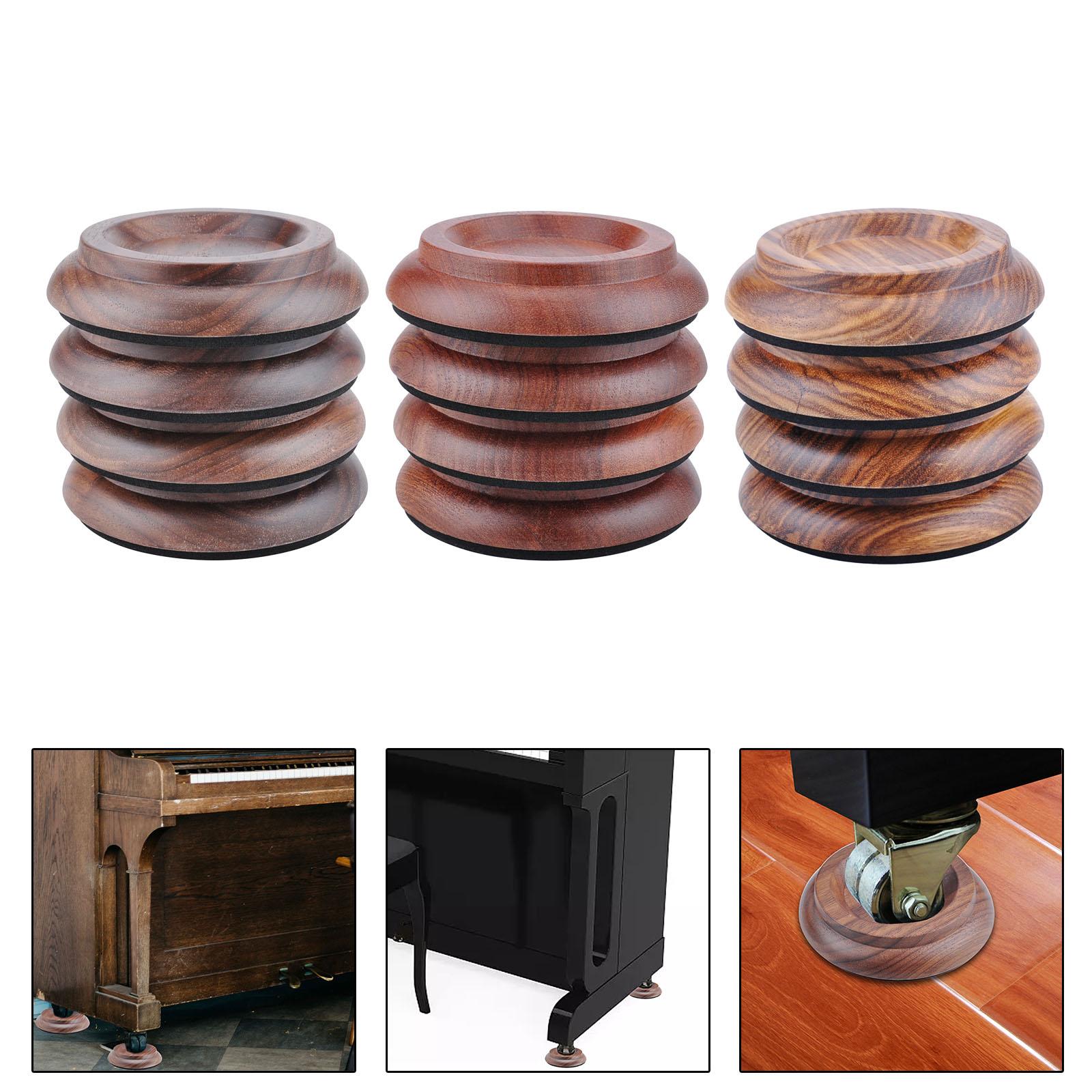 4 Pieces Anti Noise Piano Caster Cups Piano Accessories Black Walnut