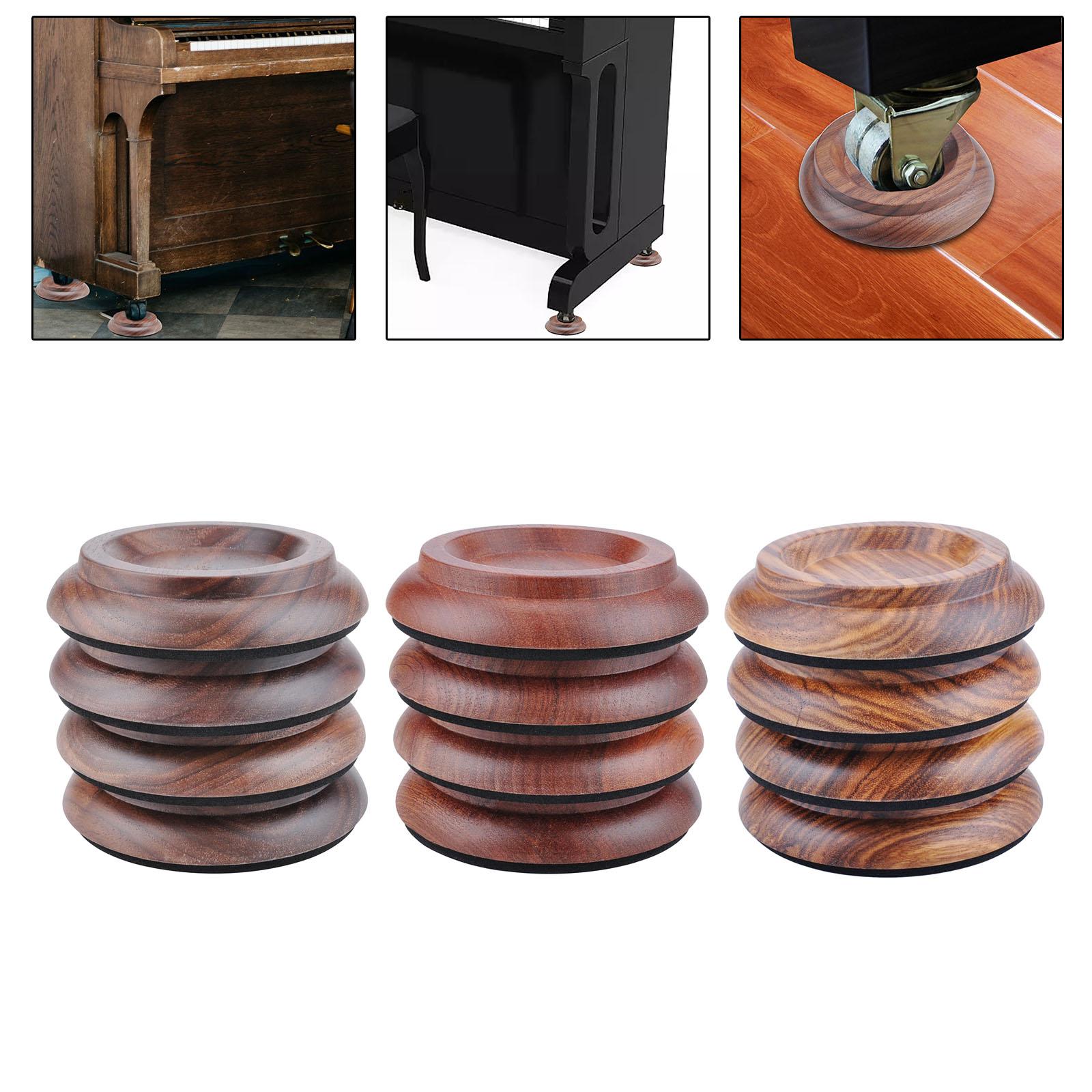 4 Pieces Anti Noise Piano Caster Cups Piano Accessories Black Walnut