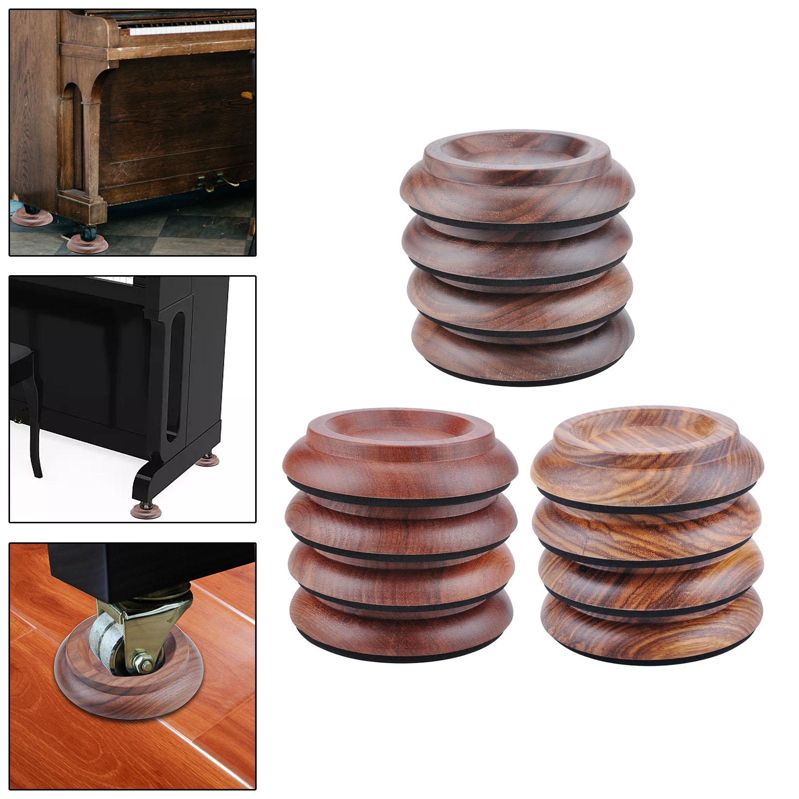 4 Pieces Anti Noise Piano Caster Cups Piano Accessories Black Walnut
