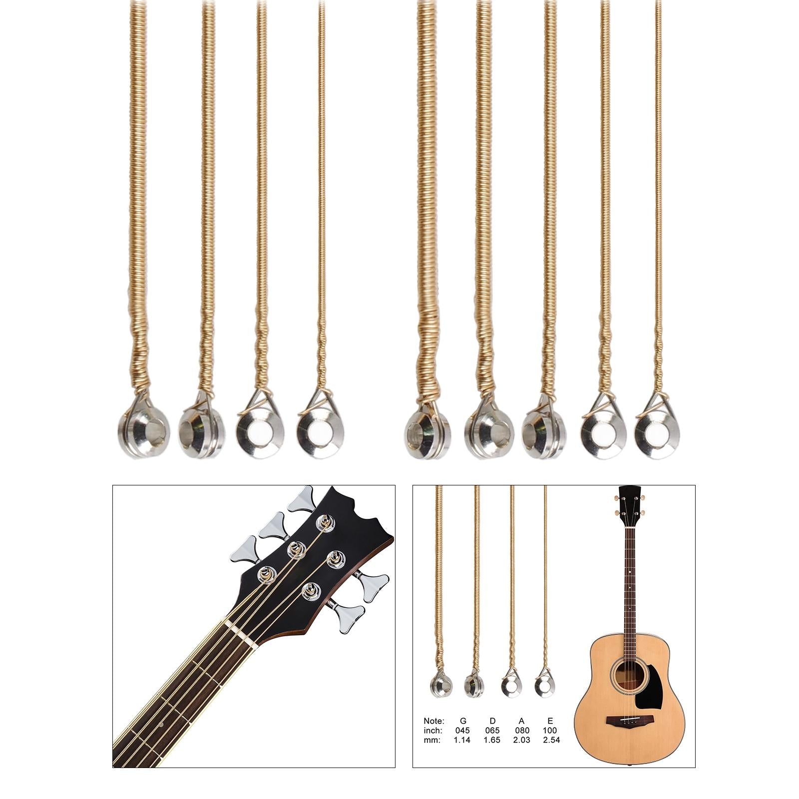 Acoustic Folk Guitar Strings Rustproof Replacement for Acoustic Guitar Bass 4 String