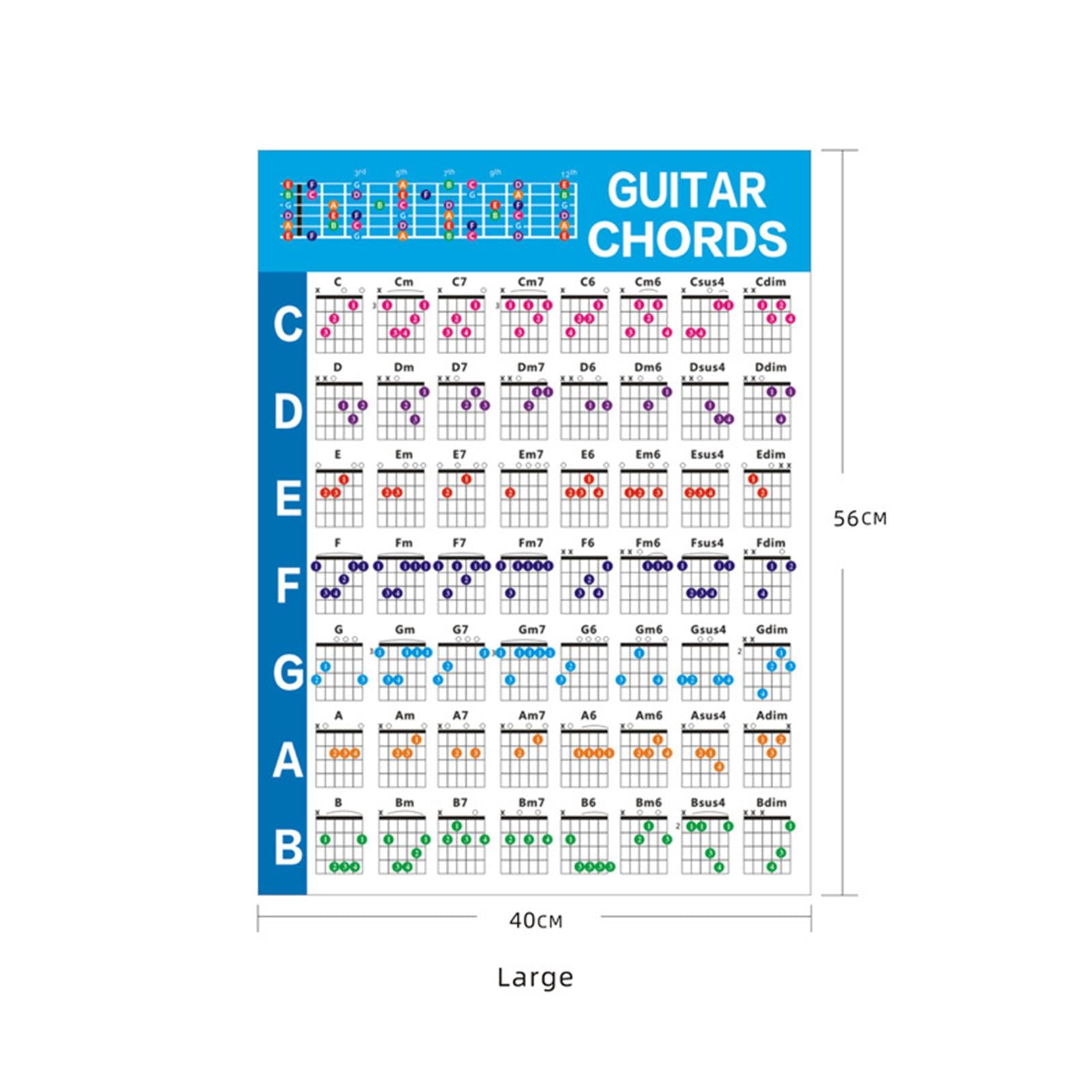 Guitar Chord Poster Practice Accessories for Adult Beginners Guitarists L