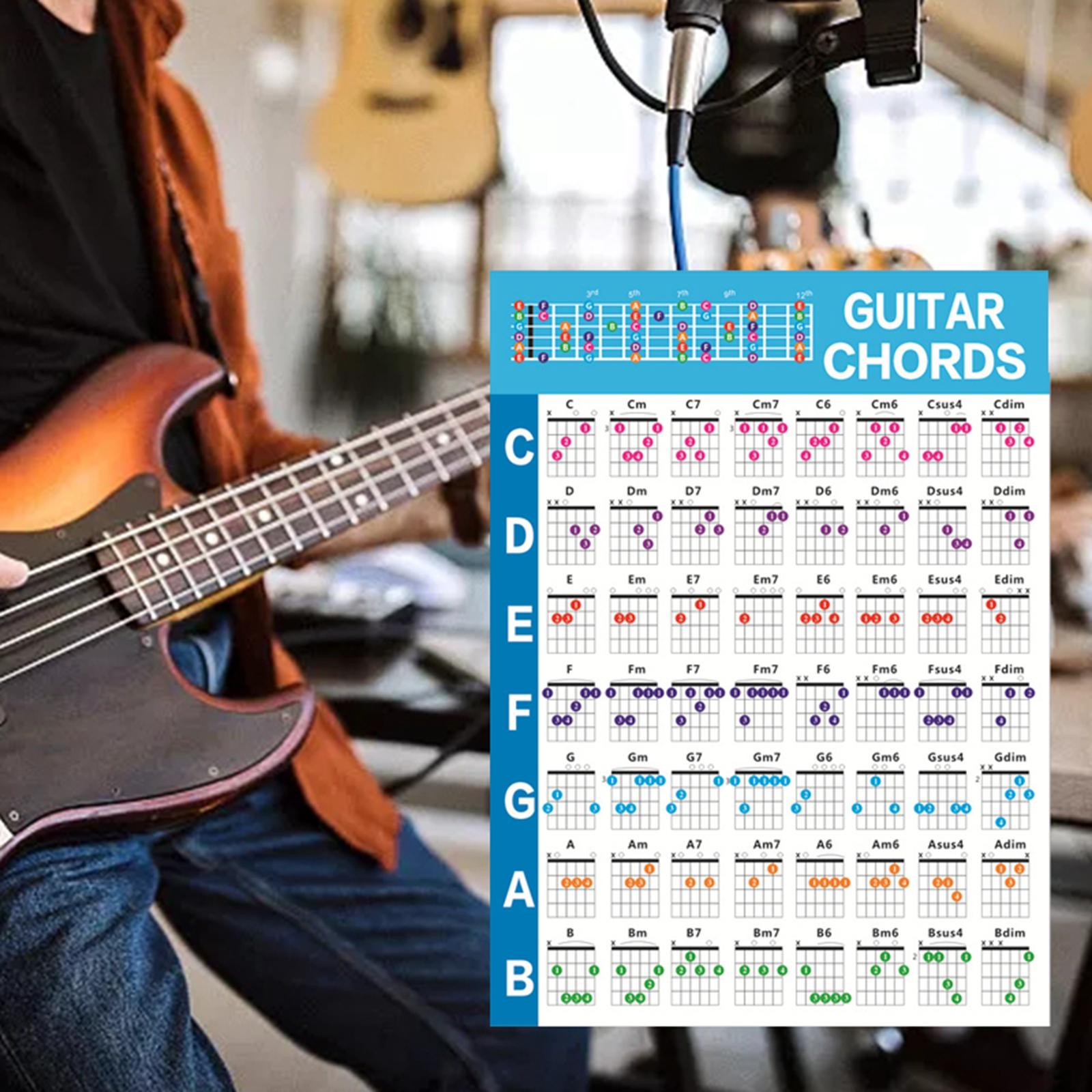 Guitar Chord Poster Practice Accessories for Adult Beginners Guitarists L