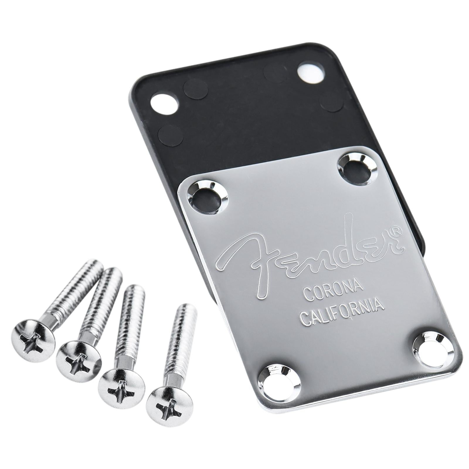 Electric Guitar Neck Plate Back Plate With 4 Mounting Screws Silver