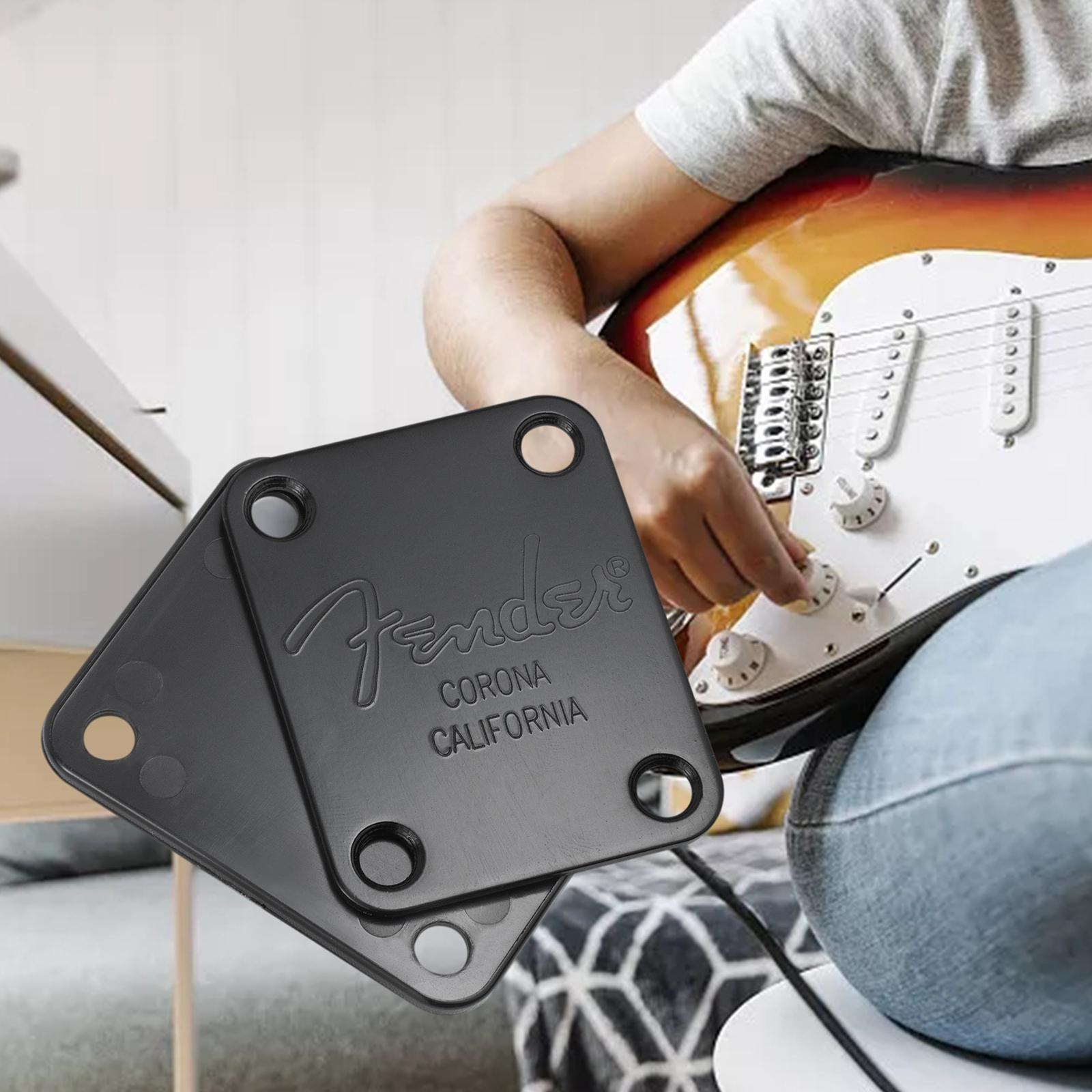 Electric Guitar Neck Plate Back Plate With 4 Mounting Screws Black
