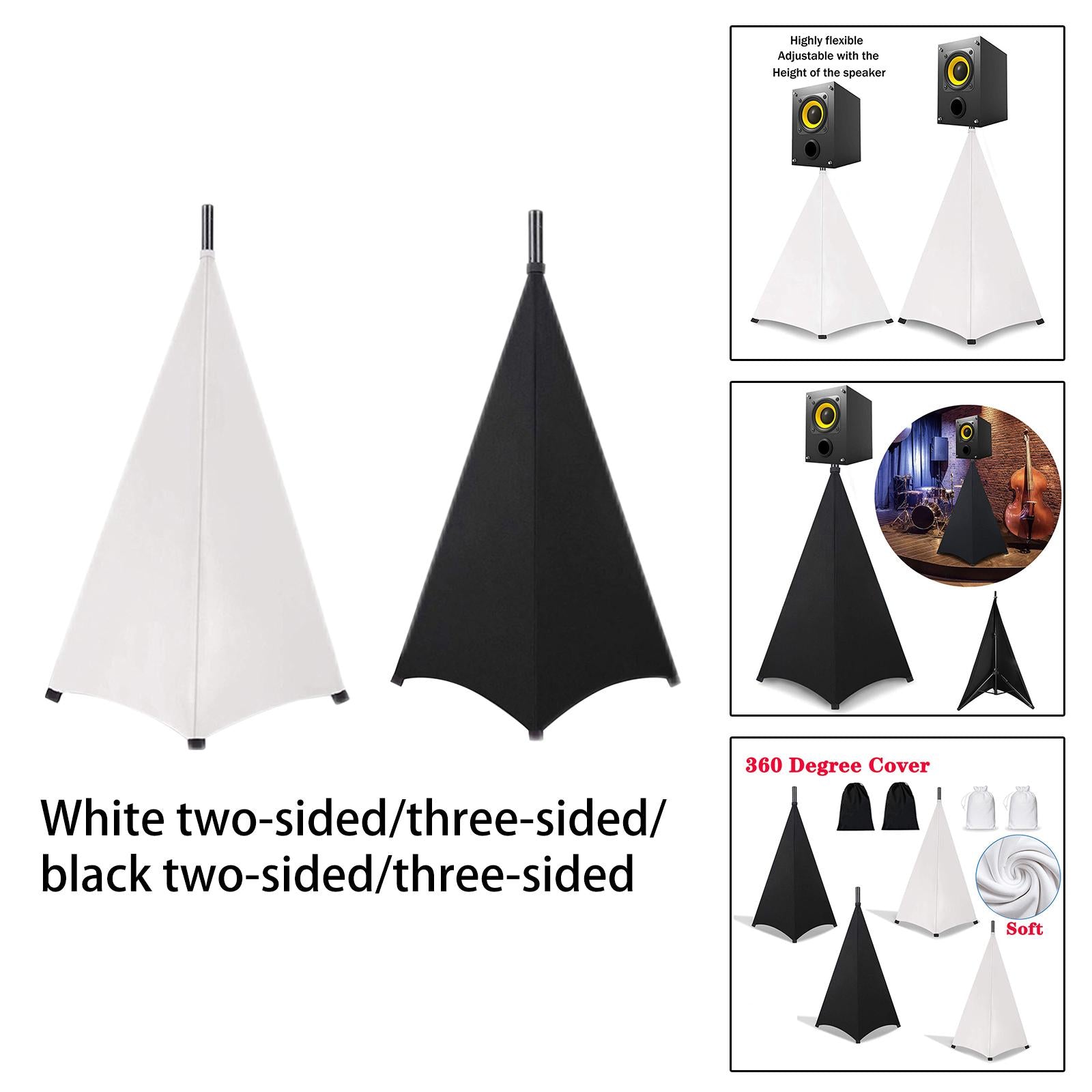 Universal Speaker Stand Cover Height Flexible for Weddings White 2 Sides