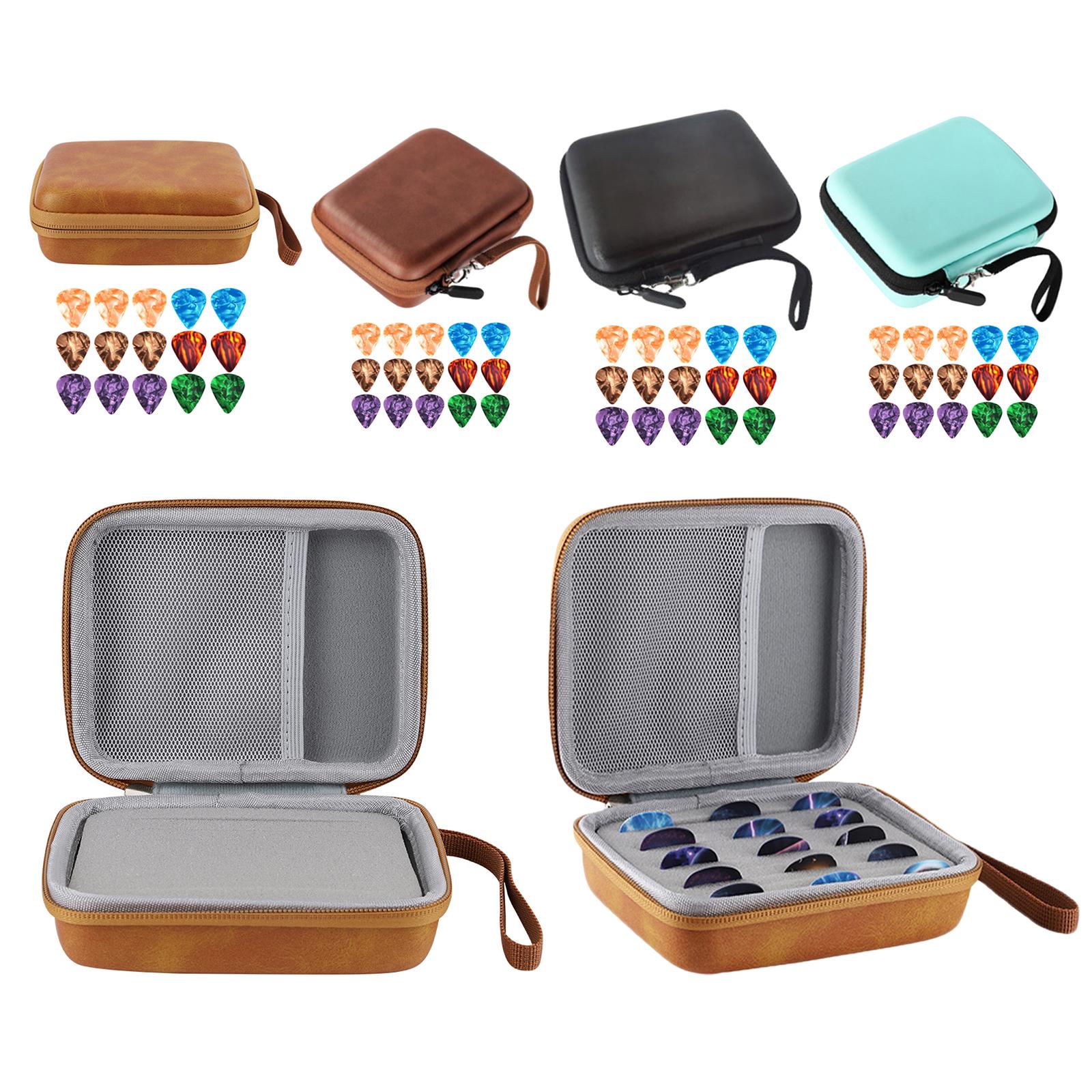 Leather Guitar Picks Holder Case Plectrums Bag for Guitar Pick Orange Yellow