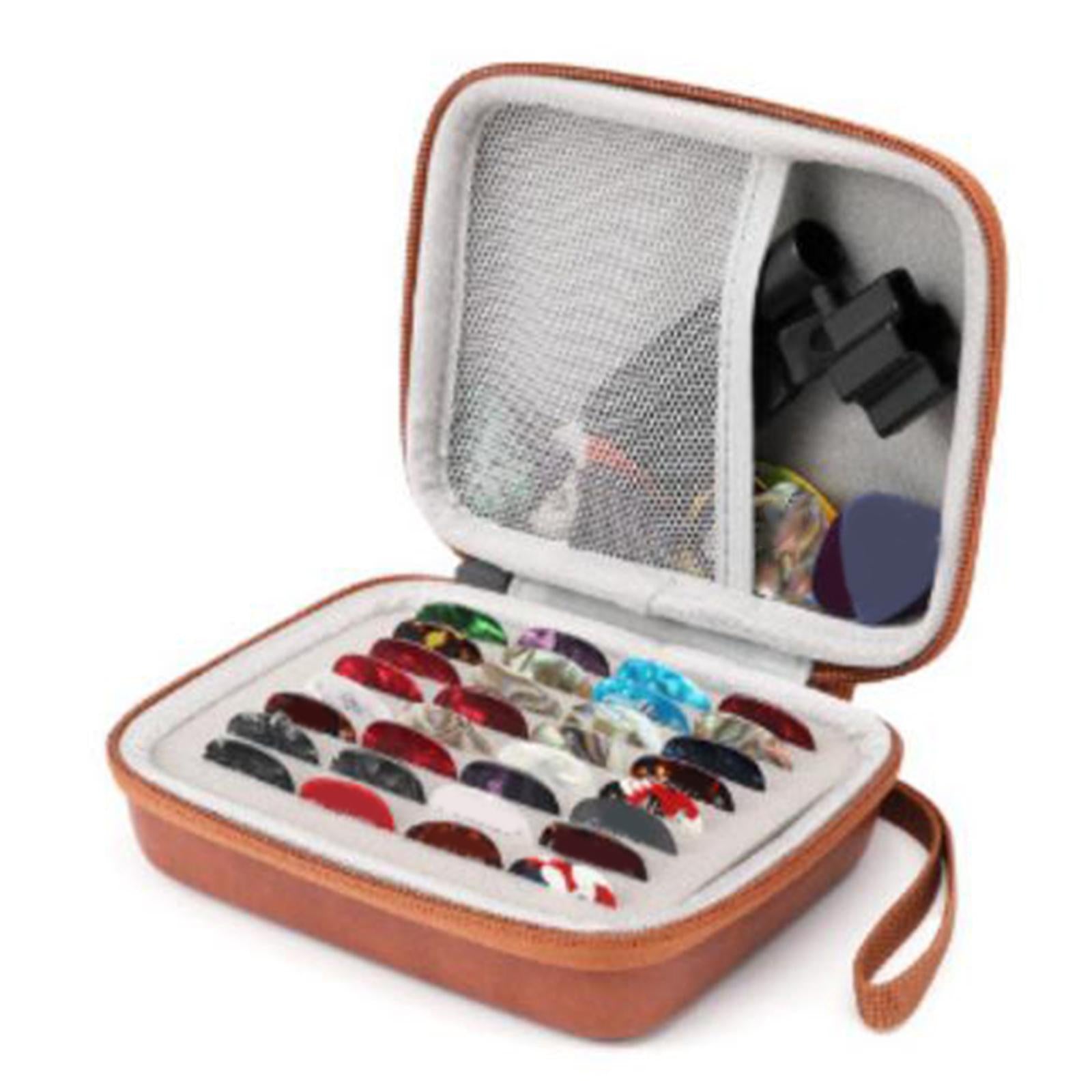 Leather Guitar Picks Holder Case Plectrums Bag for Guitar Pick Brown