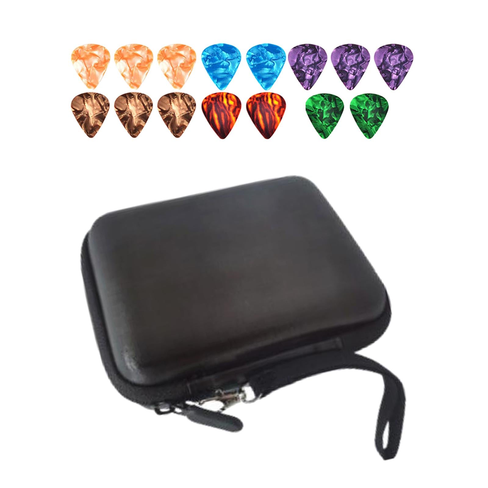 Leather Guitar Picks Holder Case Plectrums Bag for Guitar Pick Black