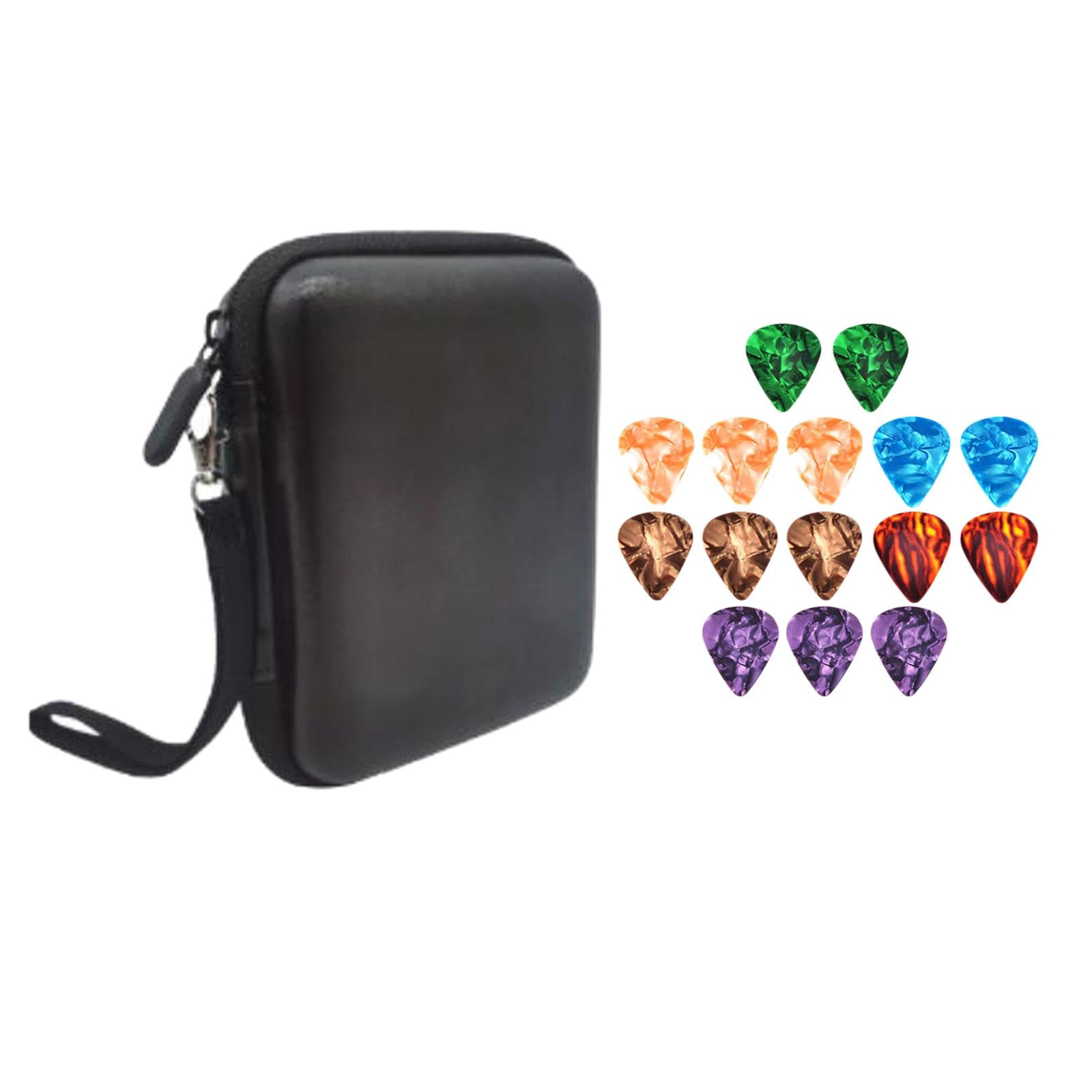 Leather Guitar Picks Holder Case Plectrums Bag for Guitar Pick Black