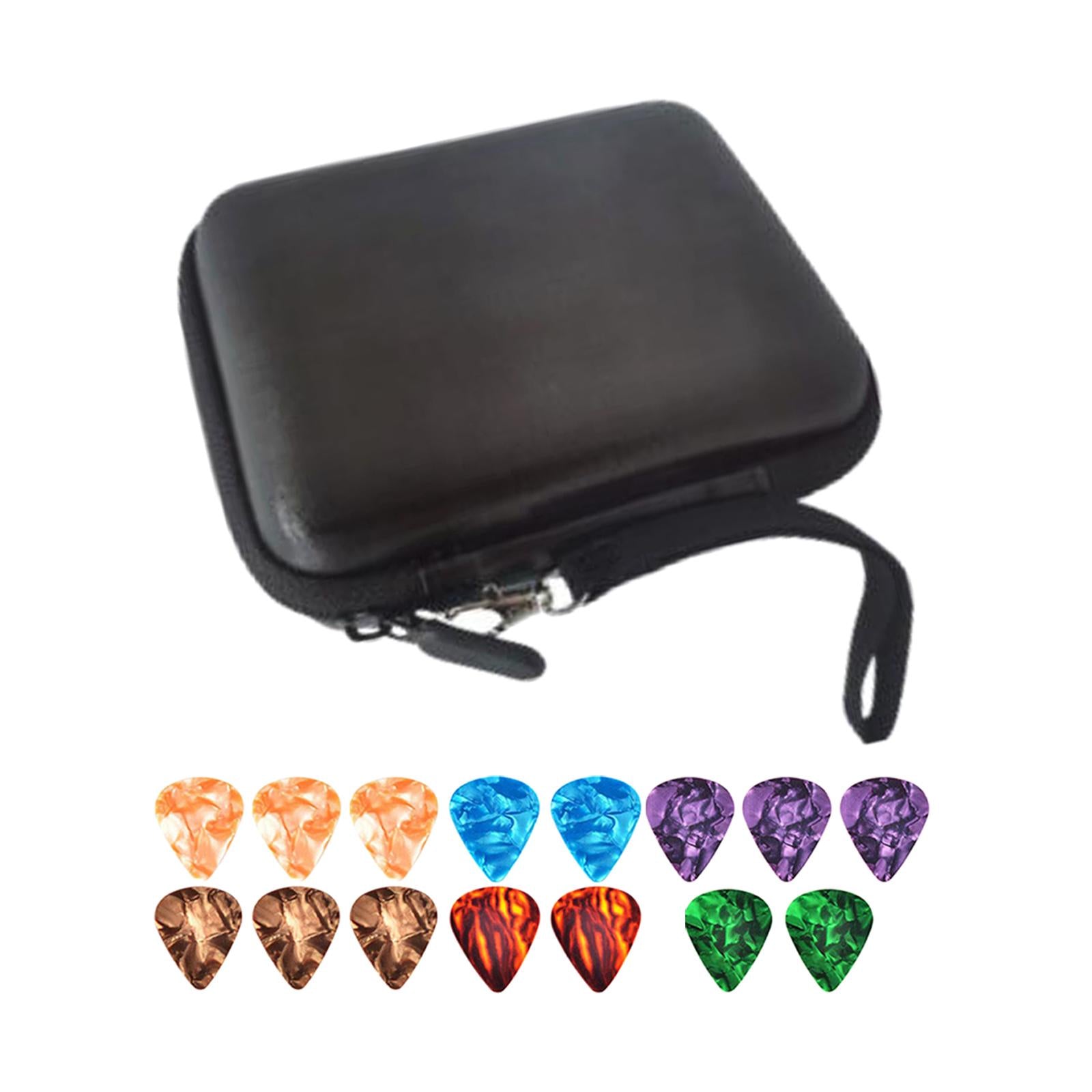 Leather Guitar Picks Holder Case Plectrums Bag for Guitar Pick Black