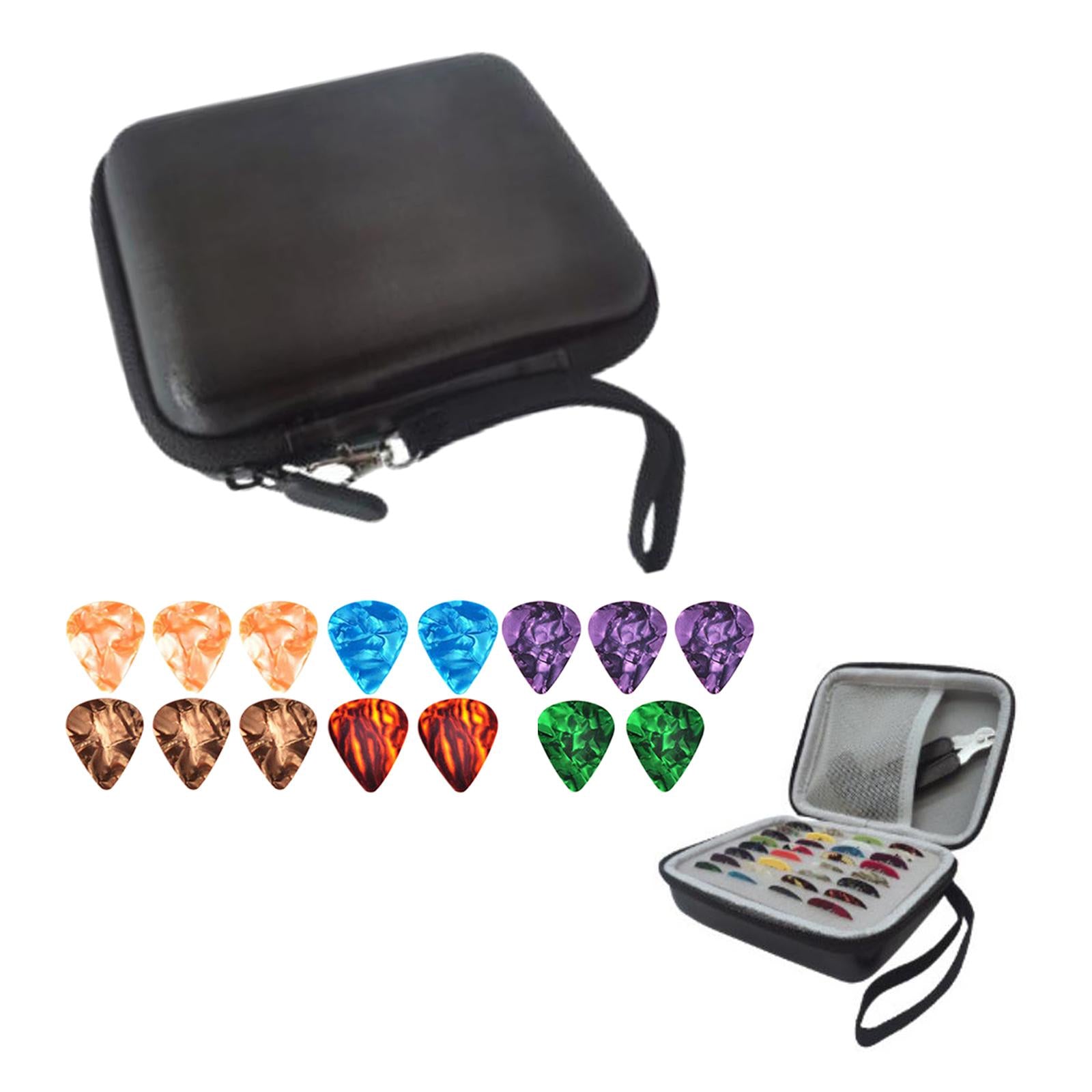 Leather Guitar Picks Holder Case Plectrums Bag for Guitar Pick Black