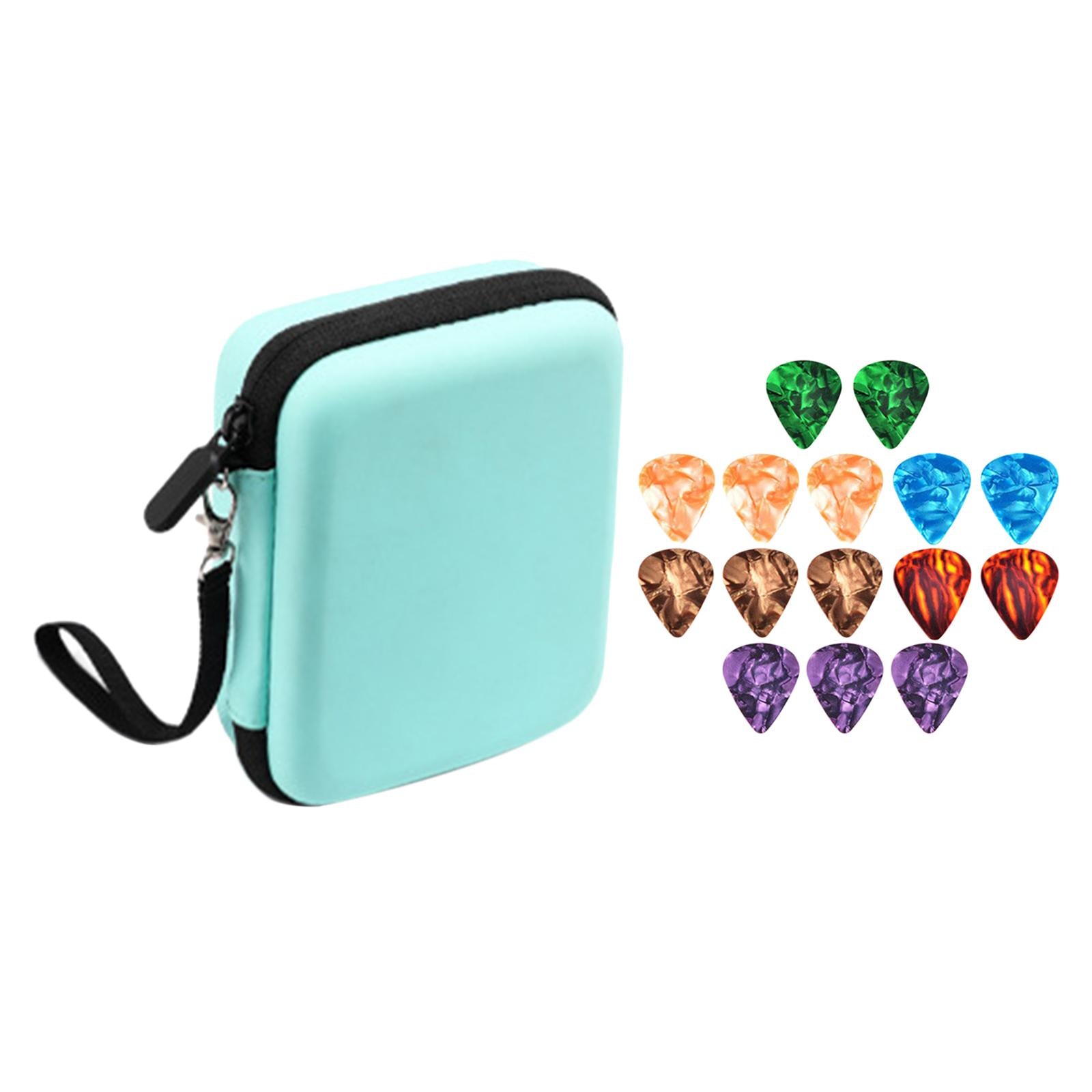 Leather Guitar Picks Holder Case Plectrums Bag for Guitar Pick Blue