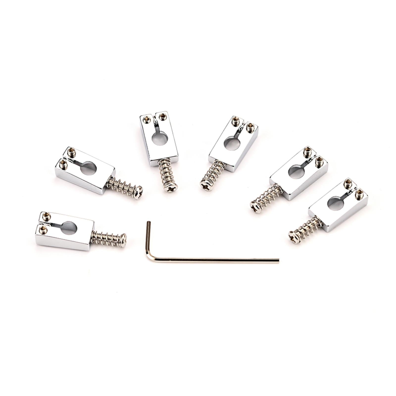 6x Guitar Bridge Rolling Saddles Easy Install Silver for Electric Guitar