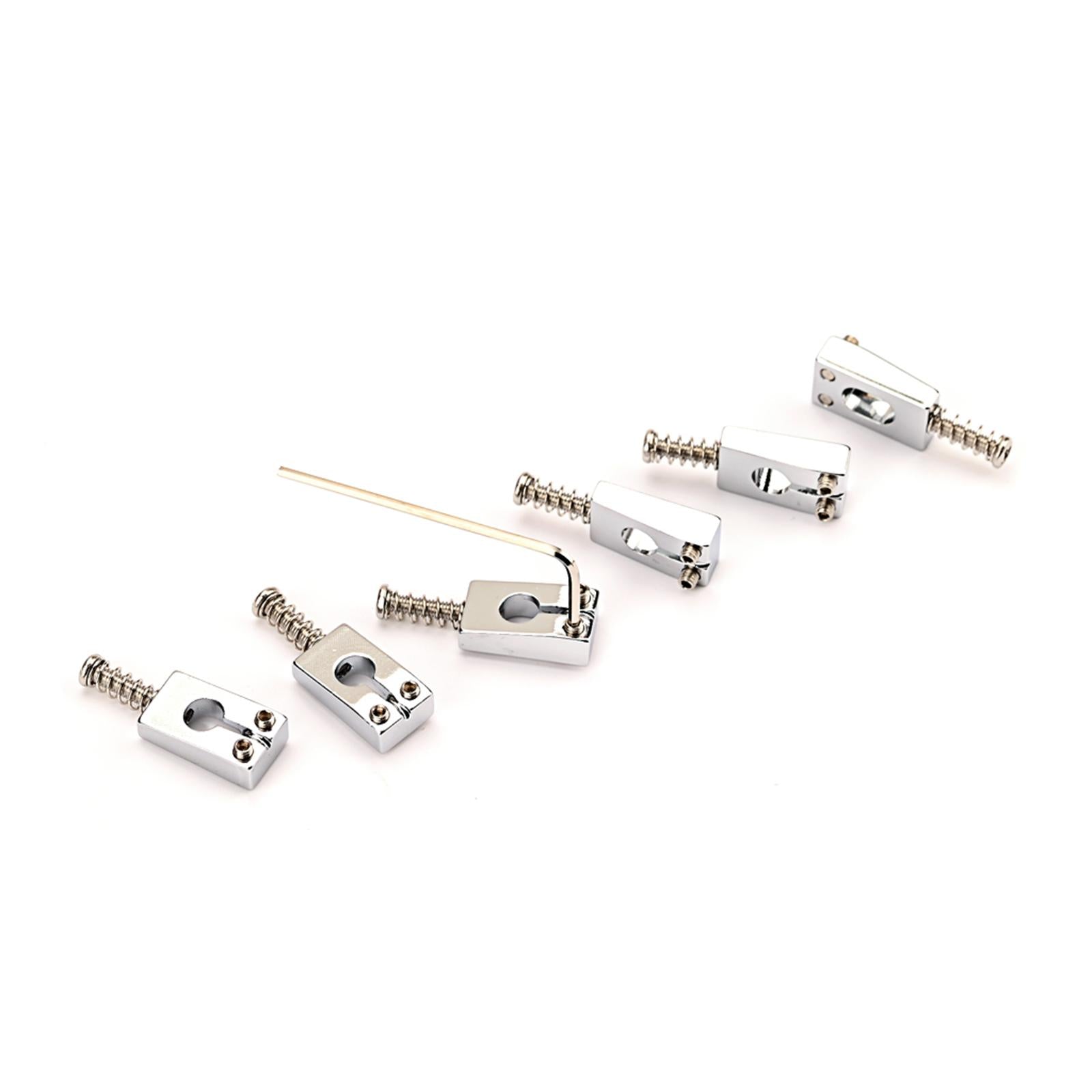 6x Guitar Bridge Rolling Saddles Easy Install Silver for Electric Guitar