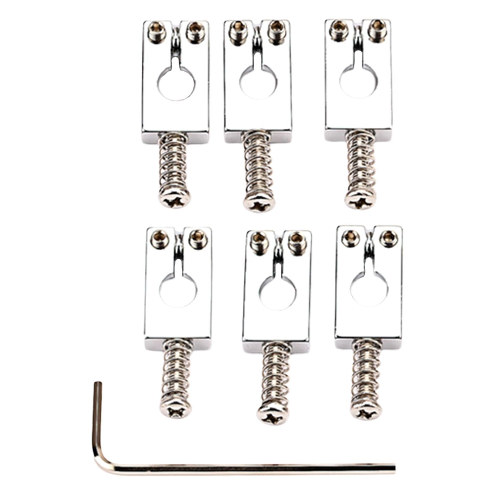 6x Guitar Bridge Rolling Saddles Easy Install Silver for Electric Guitar