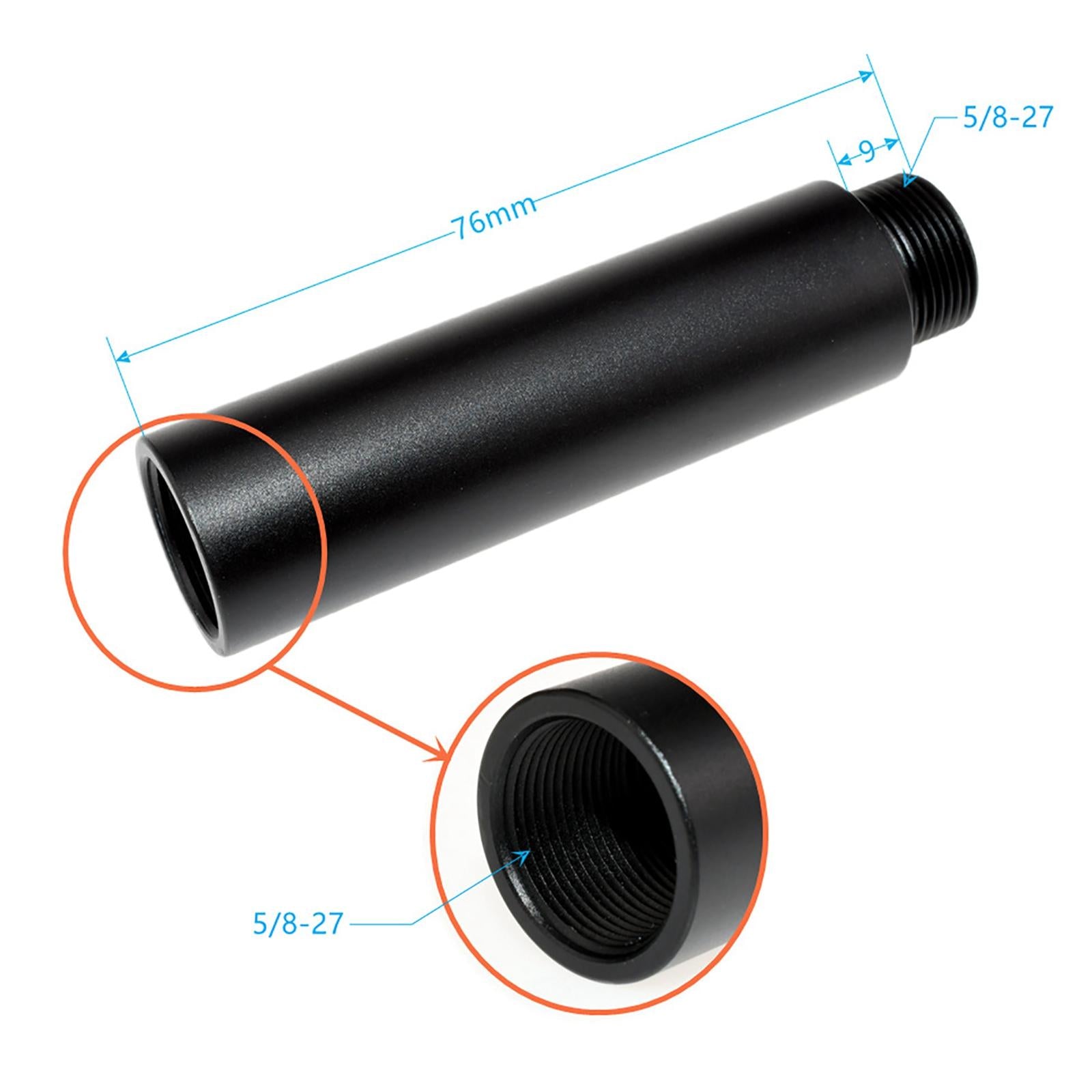 2x Aluminum Alloy Mic Stand Extension Tube & Metal Adapter for Arm Stand F5A