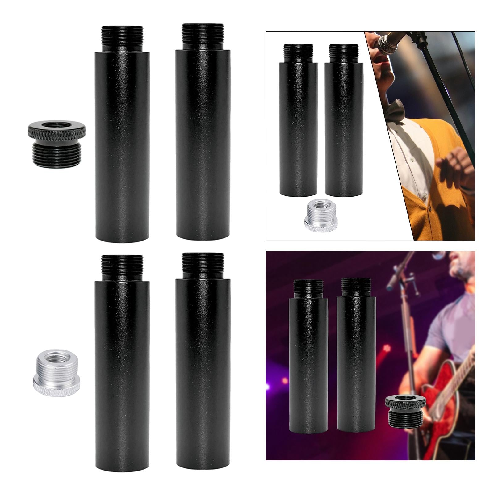 2x Aluminum Alloy Mic Stand Extension Tube & Metal Adapter for Arm Stand F5A