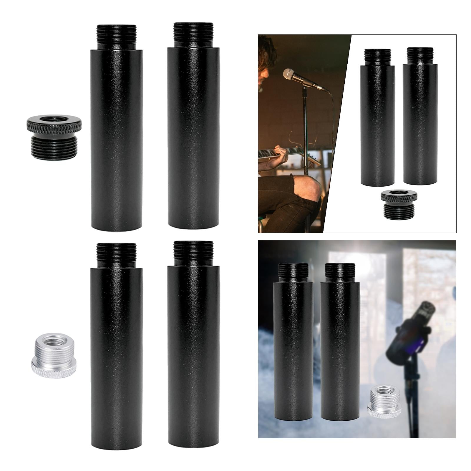 2x Aluminum Alloy Mic Stand Extension Tube & Metal Adapter for Arm Stand F5A