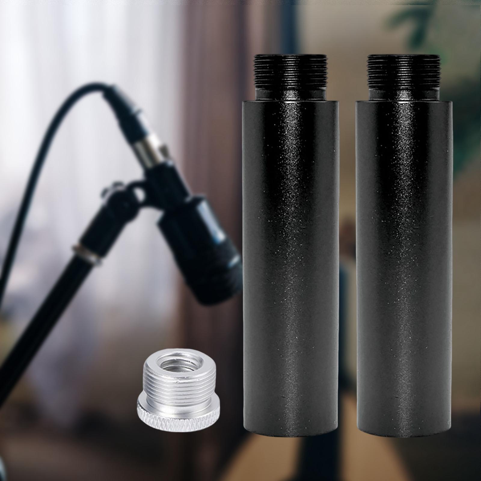 2x Aluminum Alloy Mic Stand Extension Tube & Metal Adapter for Arm Stand F5B