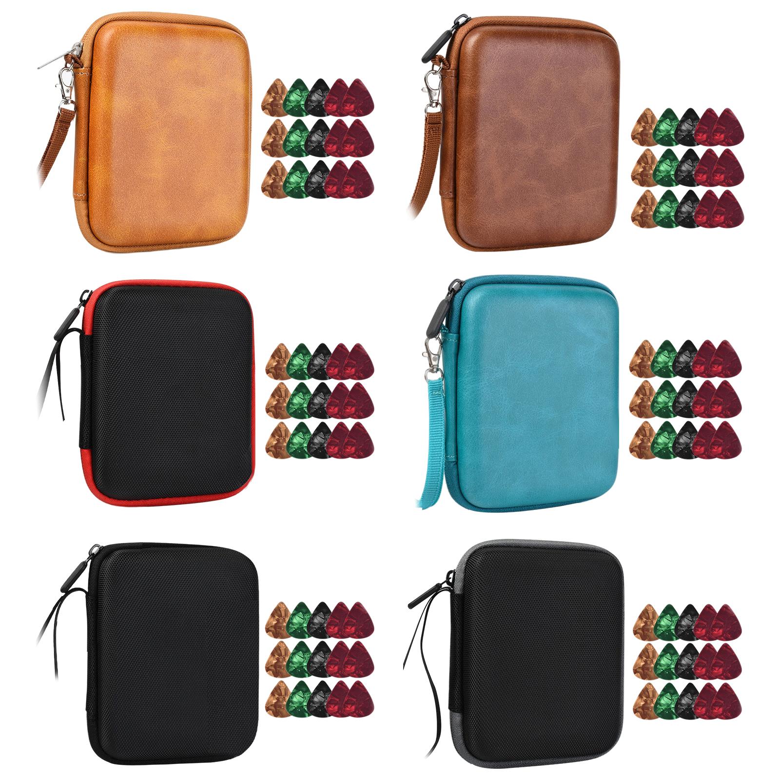 Guitar Pick Holder W/ 15 Guitar Picks Multi-Function Universal Protective Brown