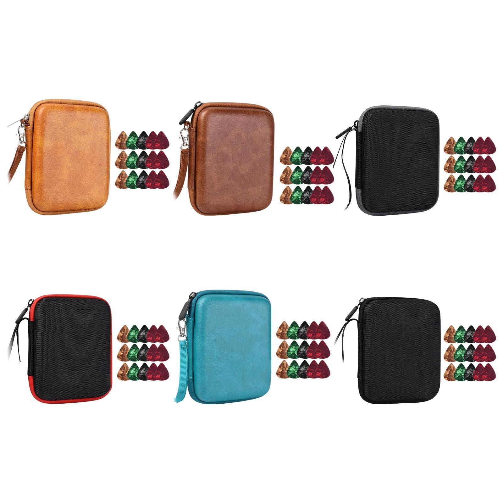 Guitar Pick Holder W/ 15 Guitar Picks Multi-Function Universal Protective Brown