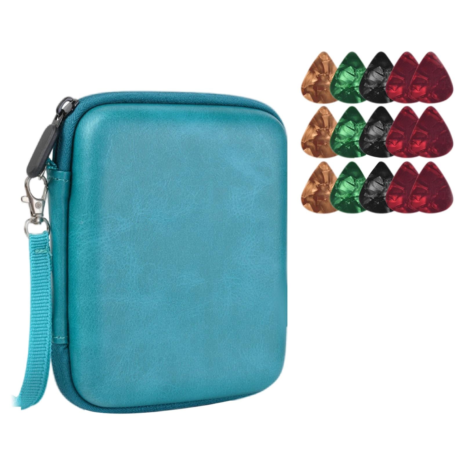 Guitar Pick Holder W/ 15 Guitar Picks Multi-Function Universal Protective Blue