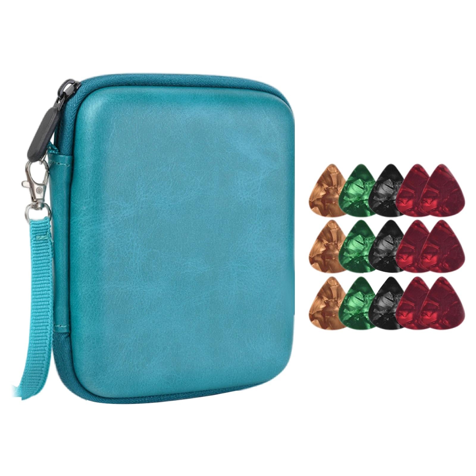 Guitar Pick Holder W/ 15 Guitar Picks Multi-Function Universal Protective Blue