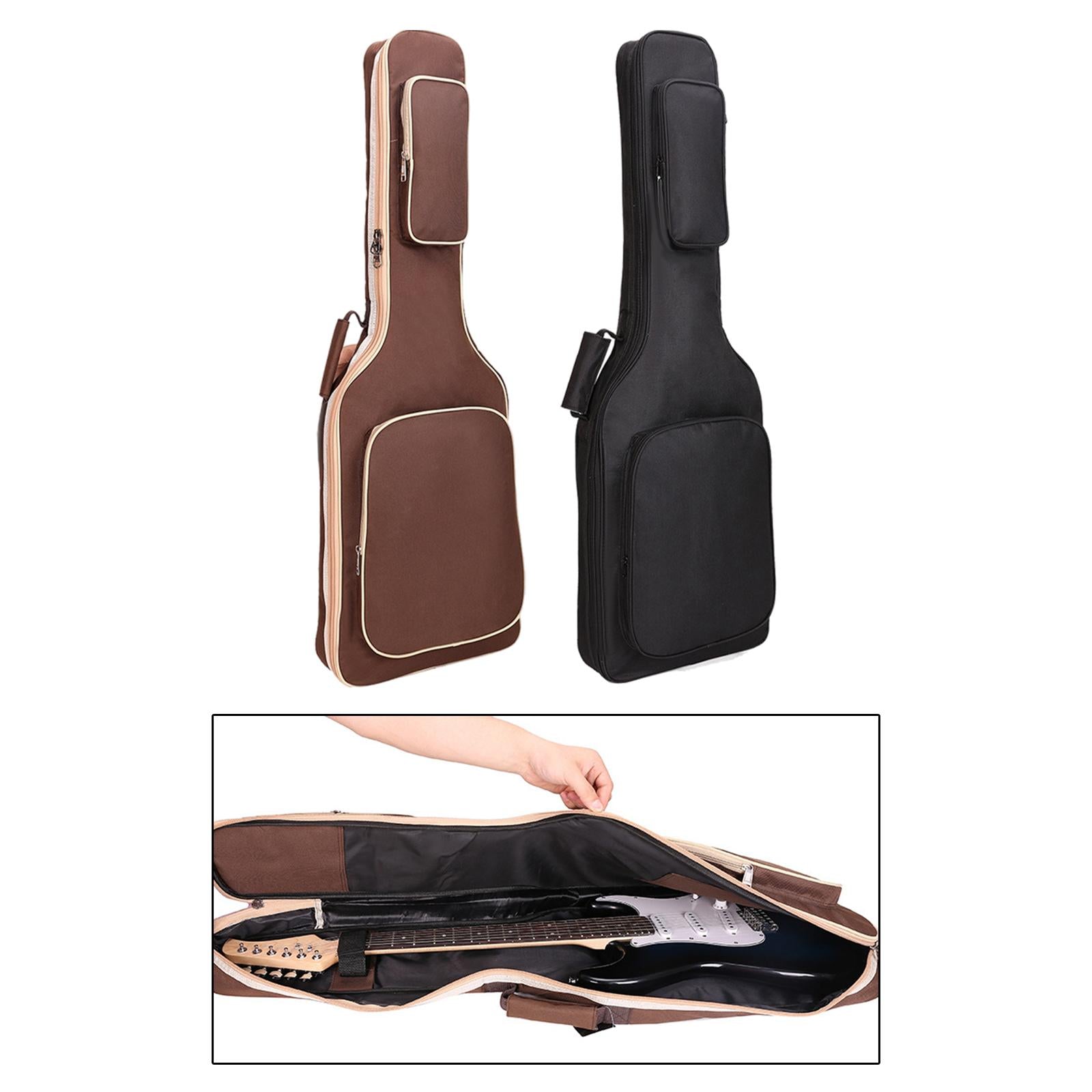 Oxford Electric Guitar Case with Pockets Organizer 7mm Cotton Coffee