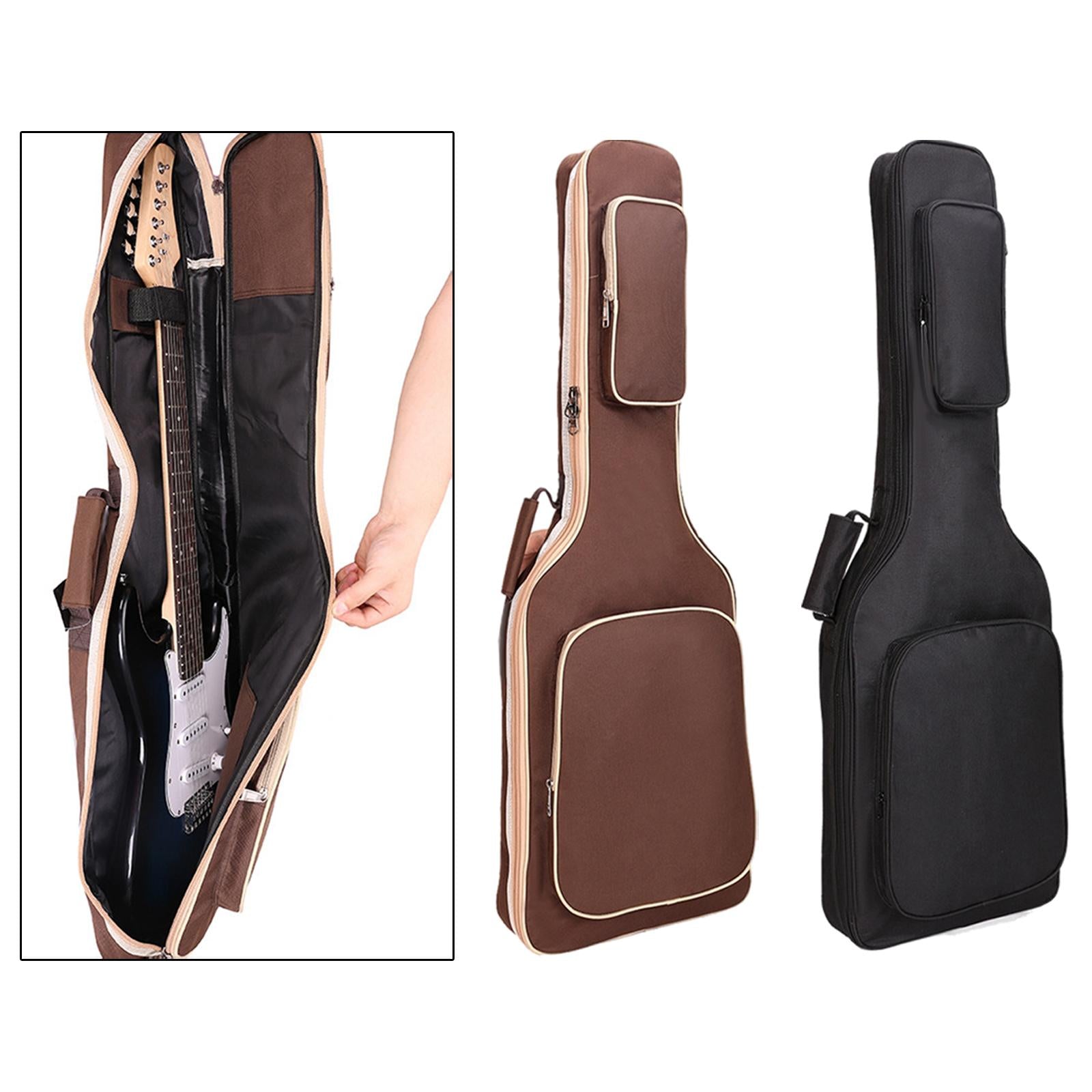 Oxford Electric Guitar Case with Pockets Organizer 7mm Cotton Coffee