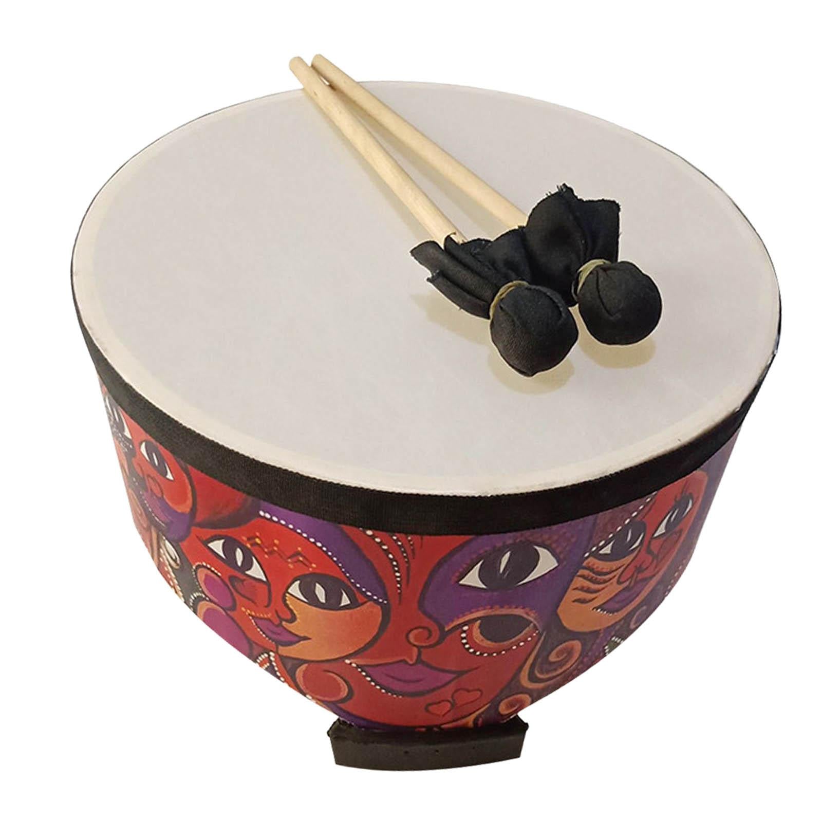 Wooden Ground Drum Educational with 2 Mallets Floor Drum Percussion for Kids 8inch