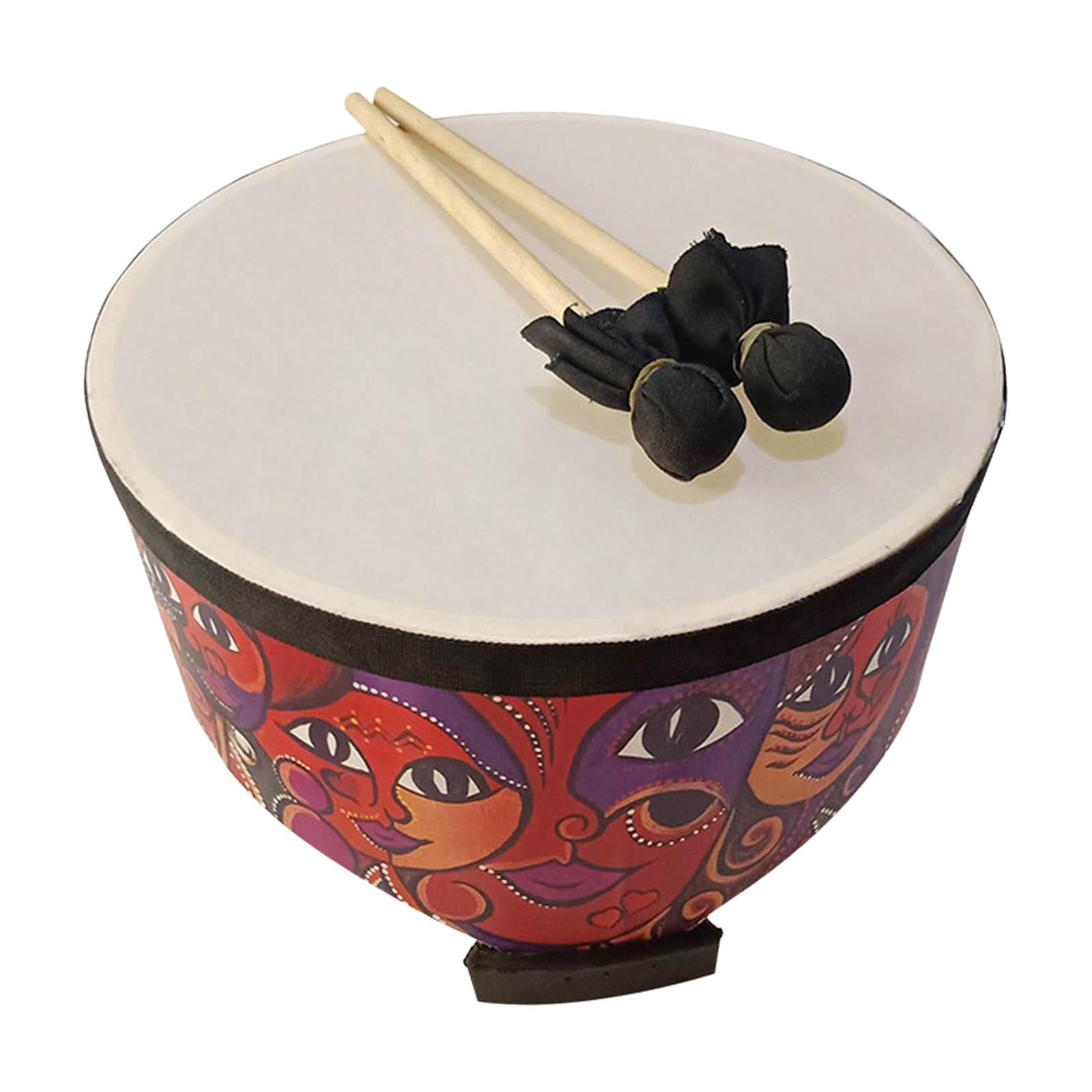Wooden Ground Drum Educational with 2 Mallets Floor Drum Percussion for Kids 8inch