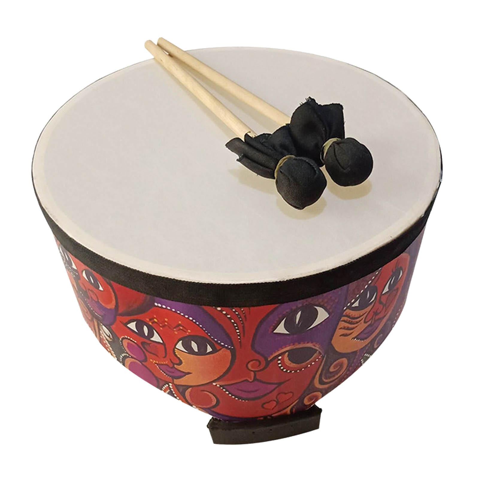 Wooden Ground Drum Educational with 2 Mallets Floor Drum Percussion for Kids 8inch