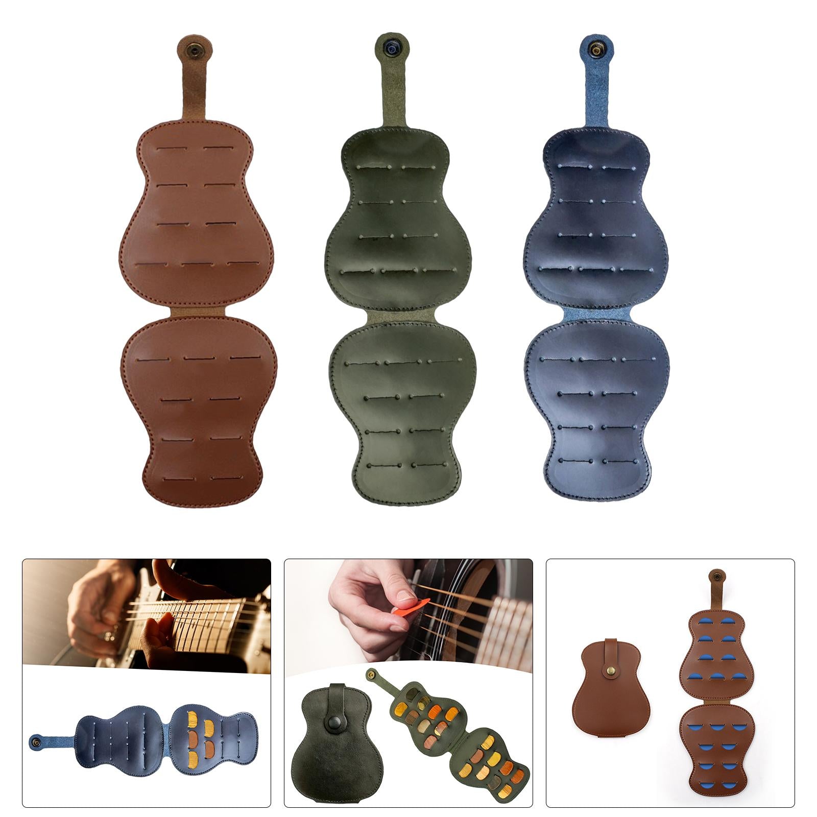 Picks Holder Case Plectrum Holder 18 Slots for Bass Ukulele Acoustic Guitar Green