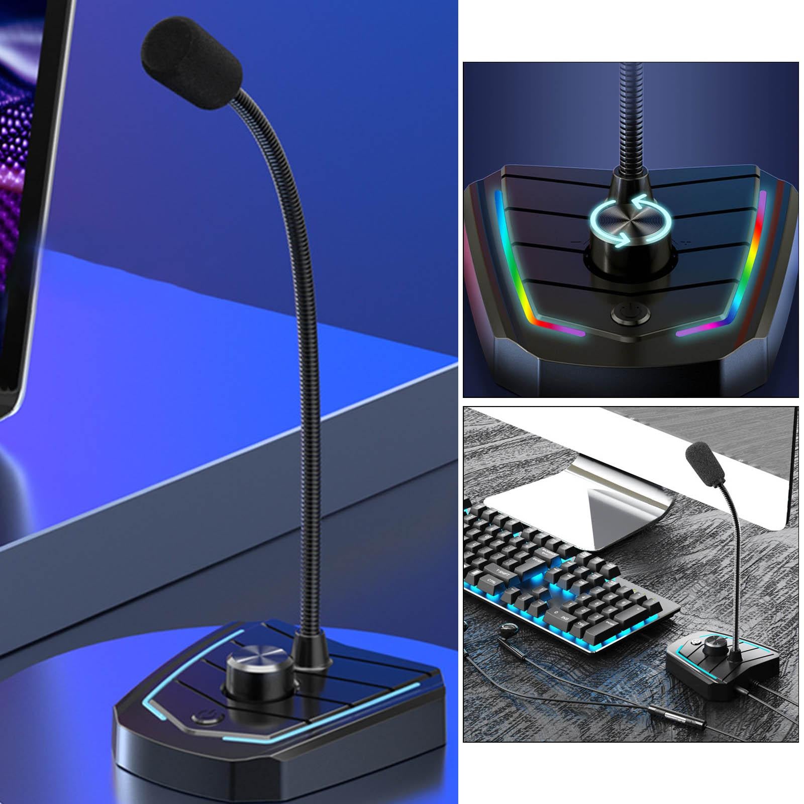 USB Microphone Adjustable Gooseneck RGB Light for Games Broadcasting Skype